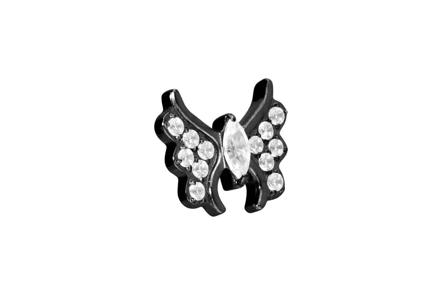 Piercing-Set Titan Schraubaufsatz mit Außengewinde KRISTALLSCHMETTERLING