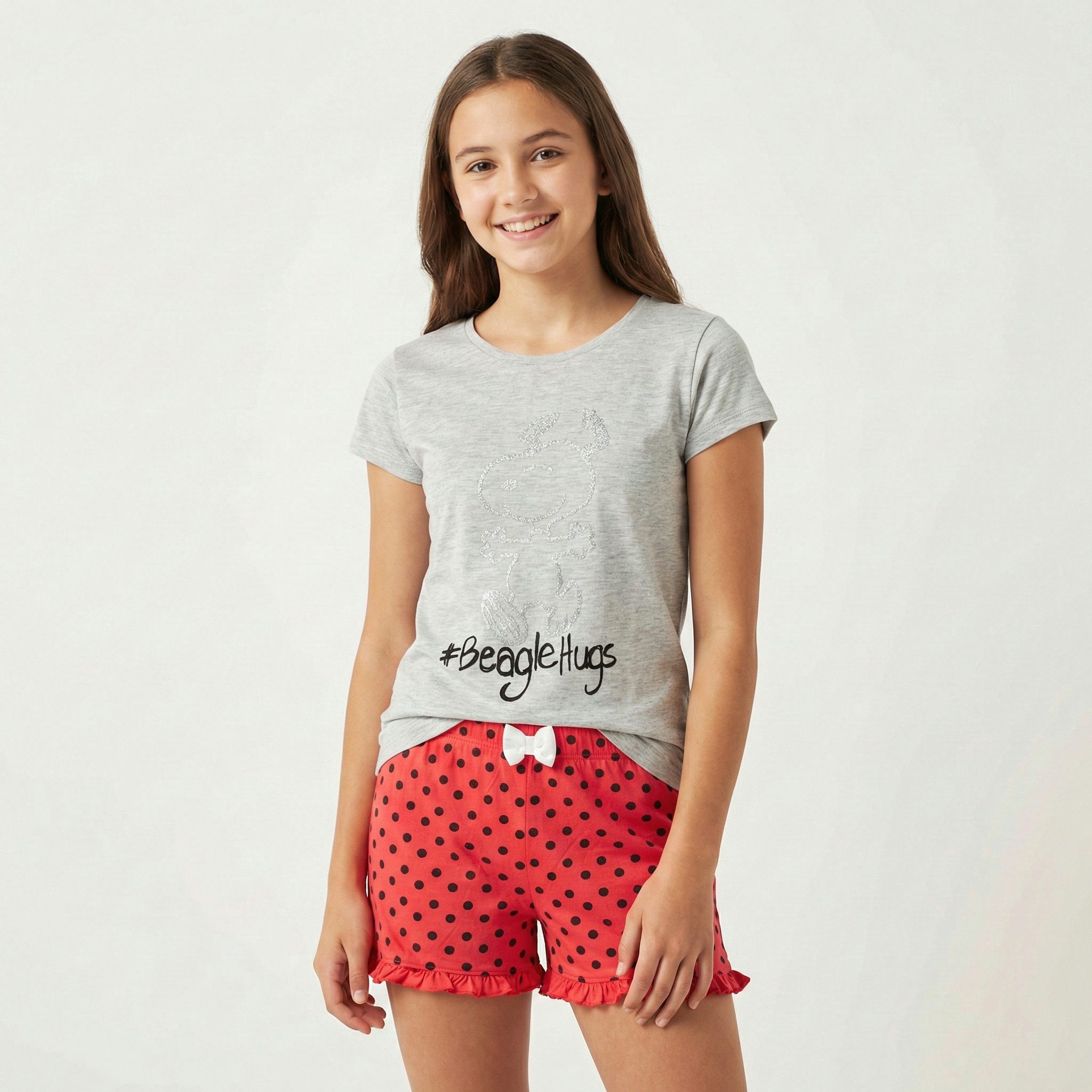 Snoopy Schlafanzug Peanuts Snoopy Mädchen kurzarm Pyjama Shirt Shorts (Set) Gr. 134 bis 164