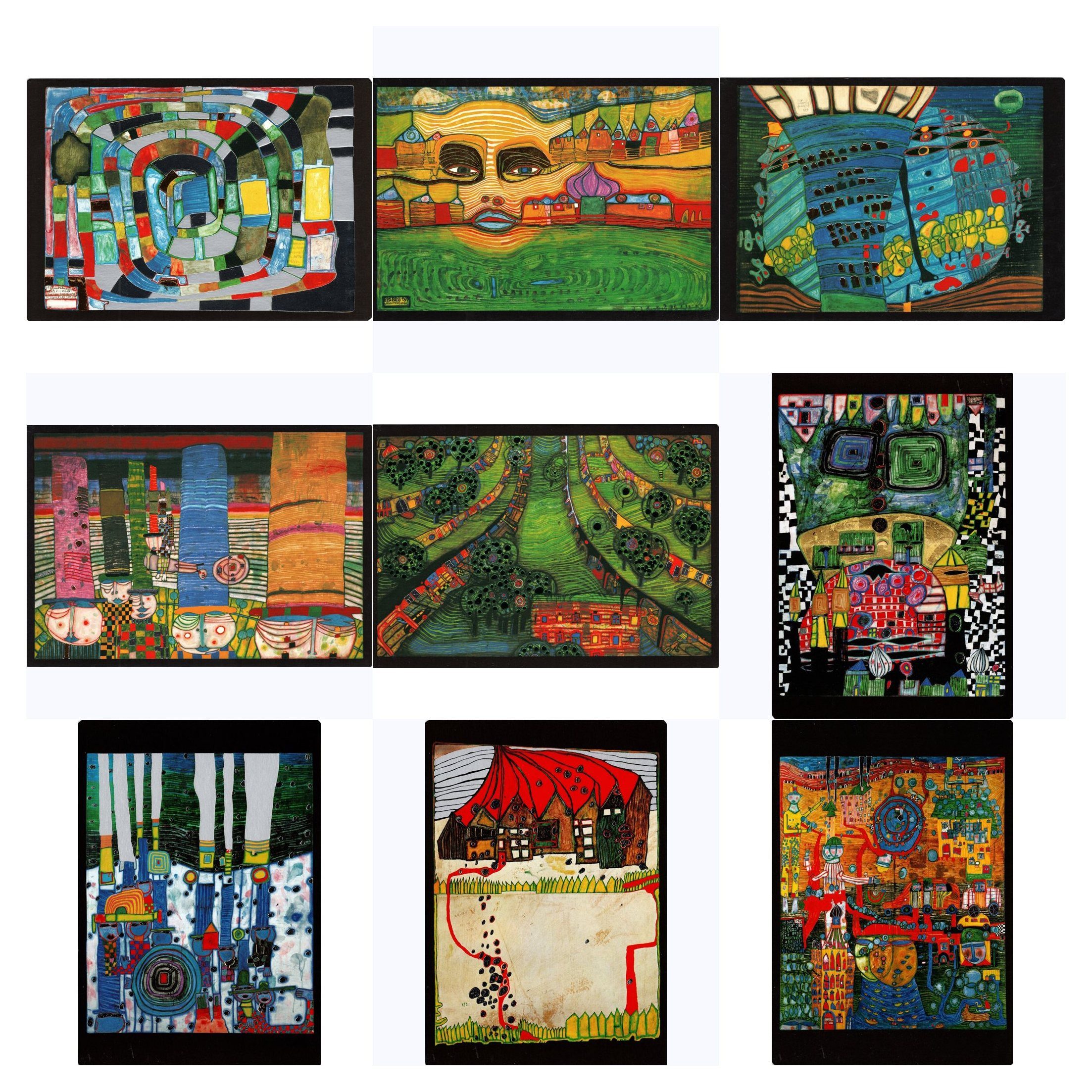 postkarten-universum.de Postkarte Kunstkarten-Set Friedensreich Hundertwasser I