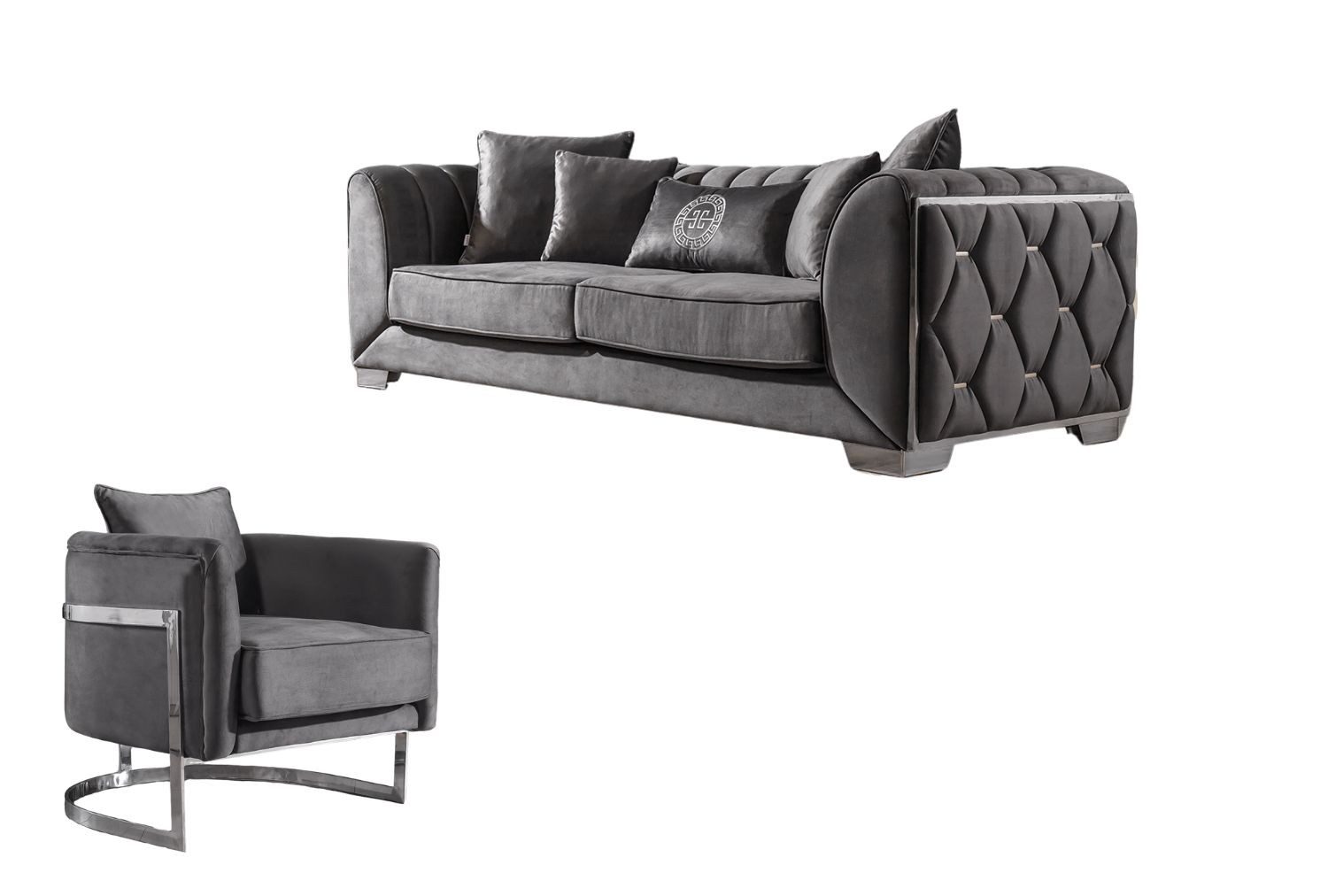 Villa Möbel Polstergarnitur Casablanca, (Set, Set besteht aus: 2 Sitzer+Sessel), Handmade Quality,strapazierfähiger,pflegeleichter Mikrofaserstoff