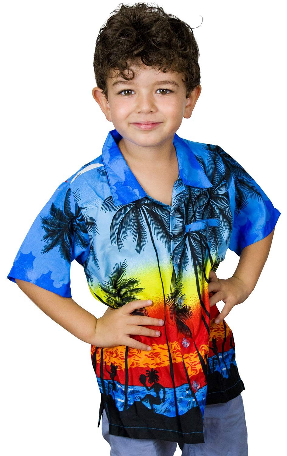 King Kameha Hawaiihemd Beach Kids Funky Hawaii-Hemd Kinder Kurzarm Front-Tasche Unisex