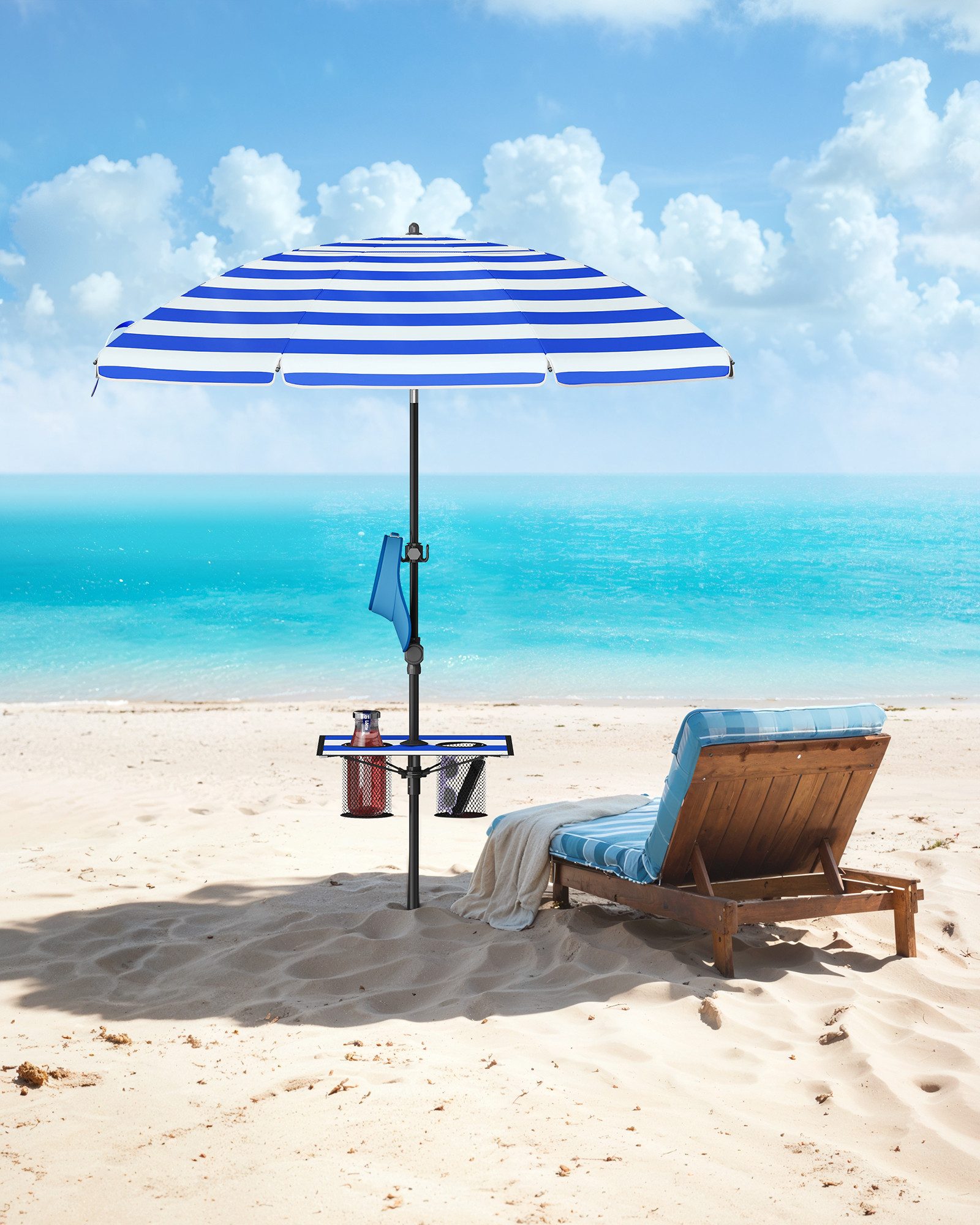 SONGMICS Sonnenschirm, ∅160 cm, Strandschirm, Sonnenschutz günstig online kaufen