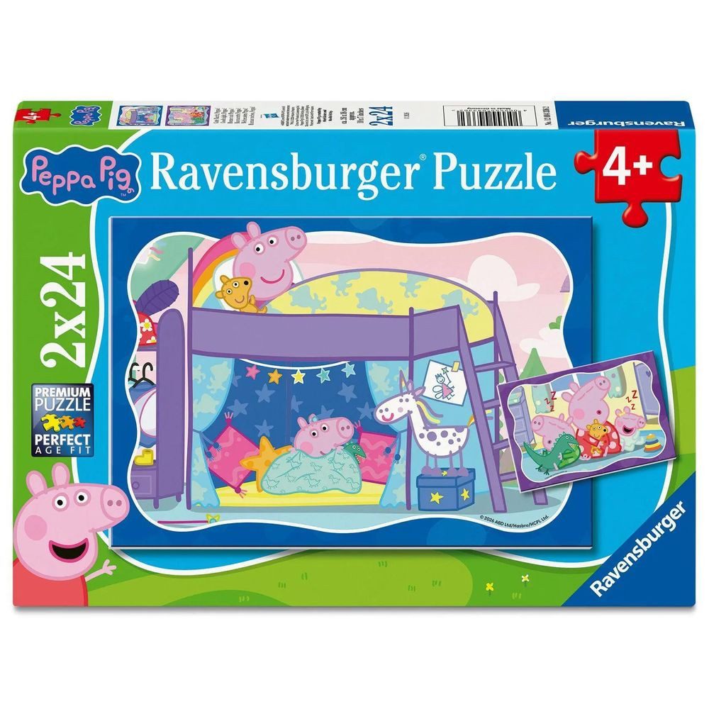 Ravensburger Puzzle Kinderpuzzle 2x24 Teile - Peppa Wutz - Gute Nacht, Peppa!, 24 Puzzleteile