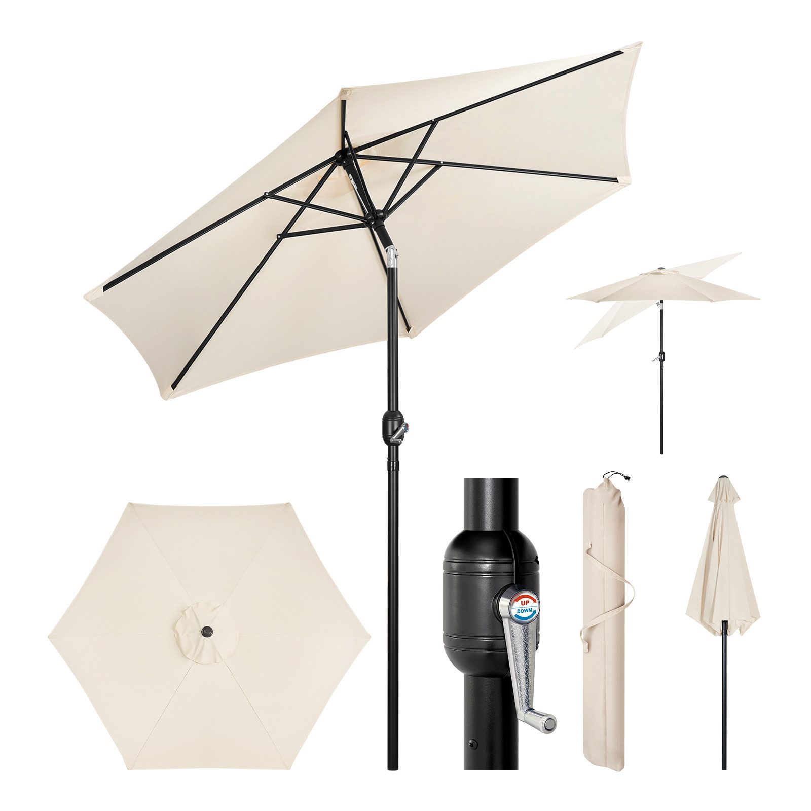 Woltu Sonnenschirm, Strandschirm UV-beständig, 45° knickbar, günstig online kaufen