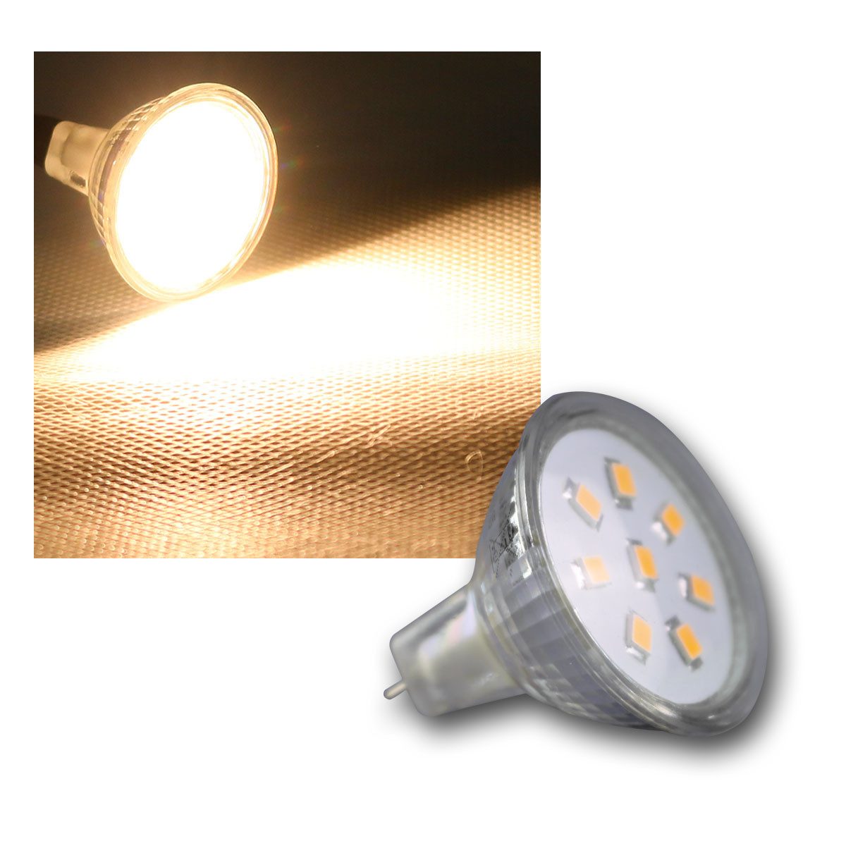 ChiliTec LED-Leuchtmittel MR11 Strahler, 8 SMD LED warmweiß, 140lm, 12V/2W, warmweiß