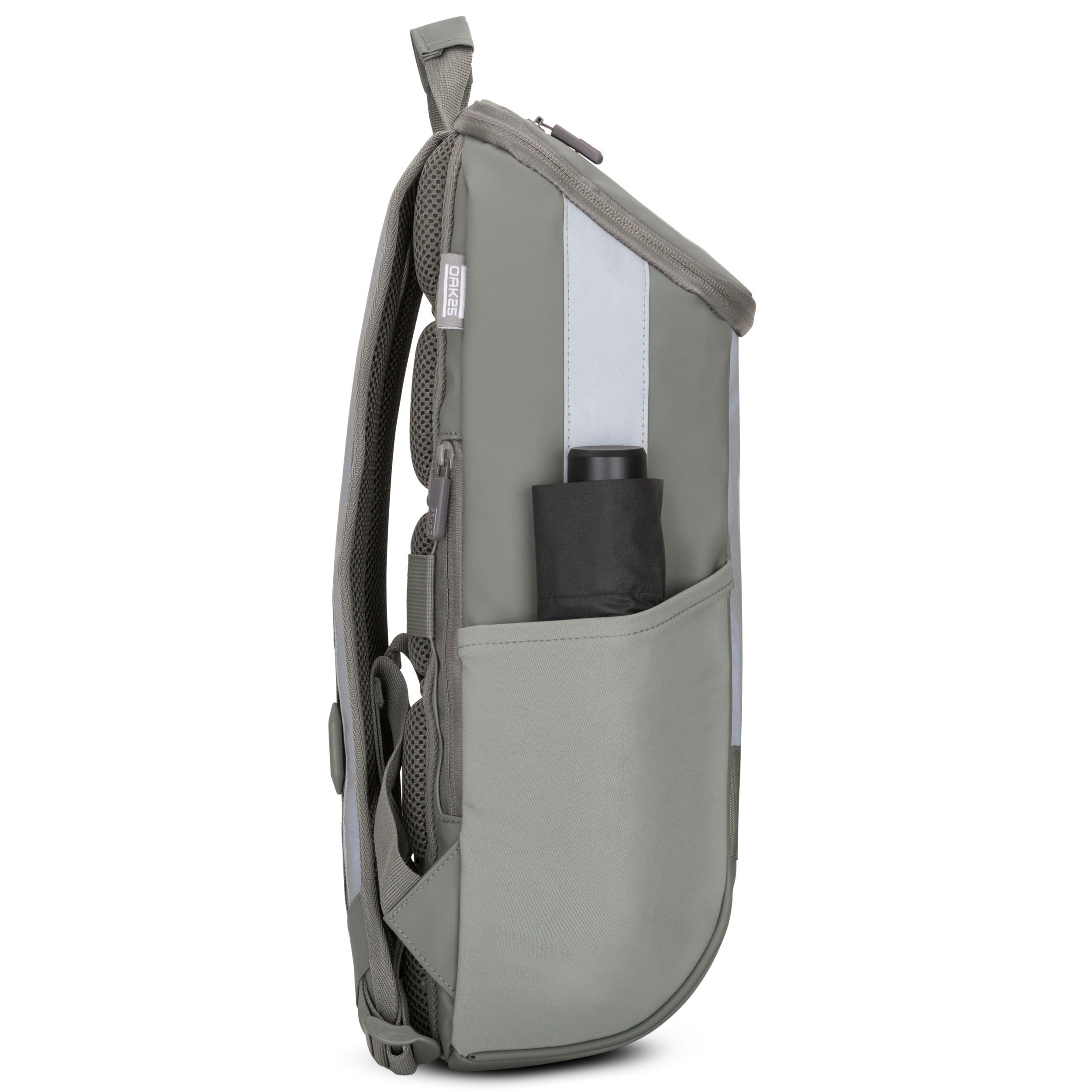 Cityrucksack Wasserabweisend salbeigrün Rucksack OAK25 Reflektierend, Daybag,