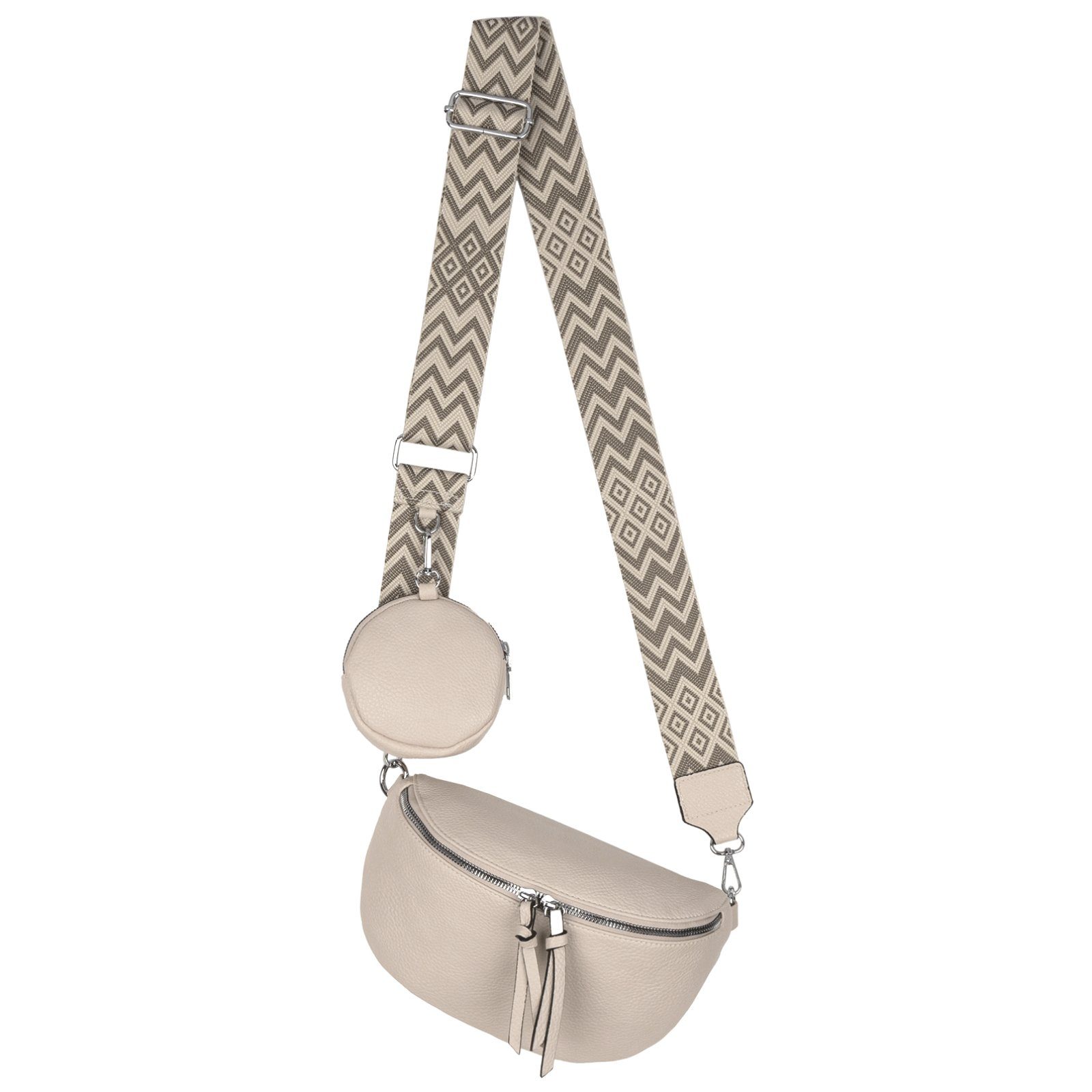 EAAKIE Gürteltasche Bauchtasche Umhängetasche Crossbody-Bag Kunstleder Italy-Design, als Schultertasche, CrossOver, Umhängetasche tragbar