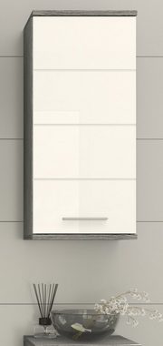 xonox.home Hängeschrank Blake (Badschrank in weiß Hochglanz und grau Rauchsilber, BxH 35 x 77 cm) Türanschlag wechselbar