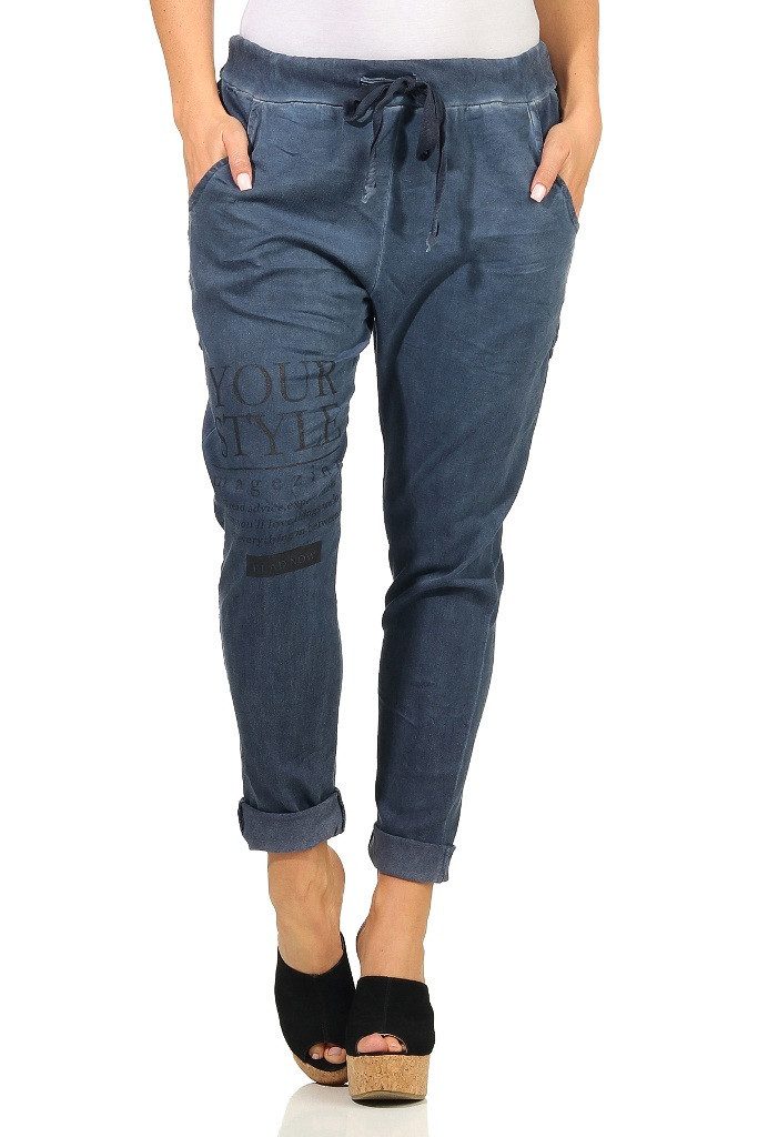 Mississhop Chinohose Trendige Jogger-Hose mit Print günstig online kaufen