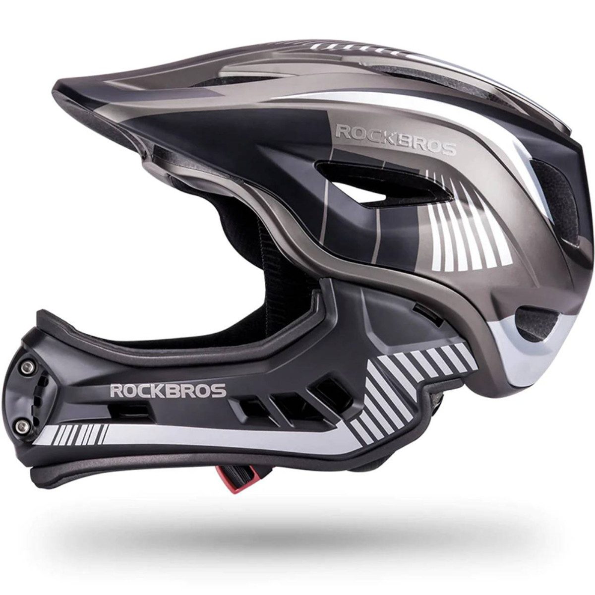 ROCKBROS Kinderfahrradhelm TT-32 (Fahrradhelm Set, Kinderhelm Set mit Kinnschutz), Kinderhelm mit abnehmbarem Fullface Kinnschutz