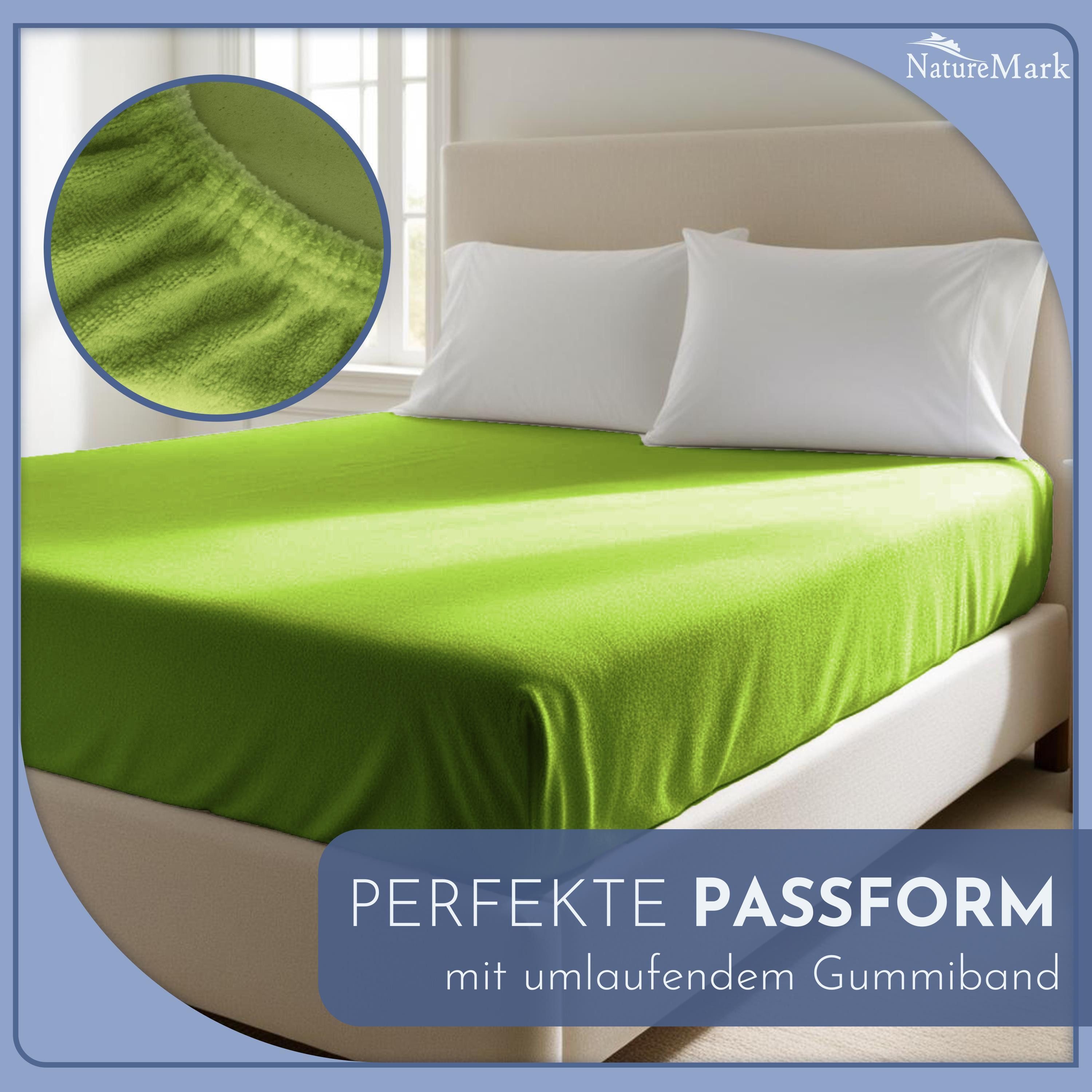 NatureMark Spannbettlaken Frottee Spannbetttuch, 80% Baumwolle / 20% Polyester, Gummizug: rundum, (1 Stück), Spannbetttuch in vielen Größen und Farben