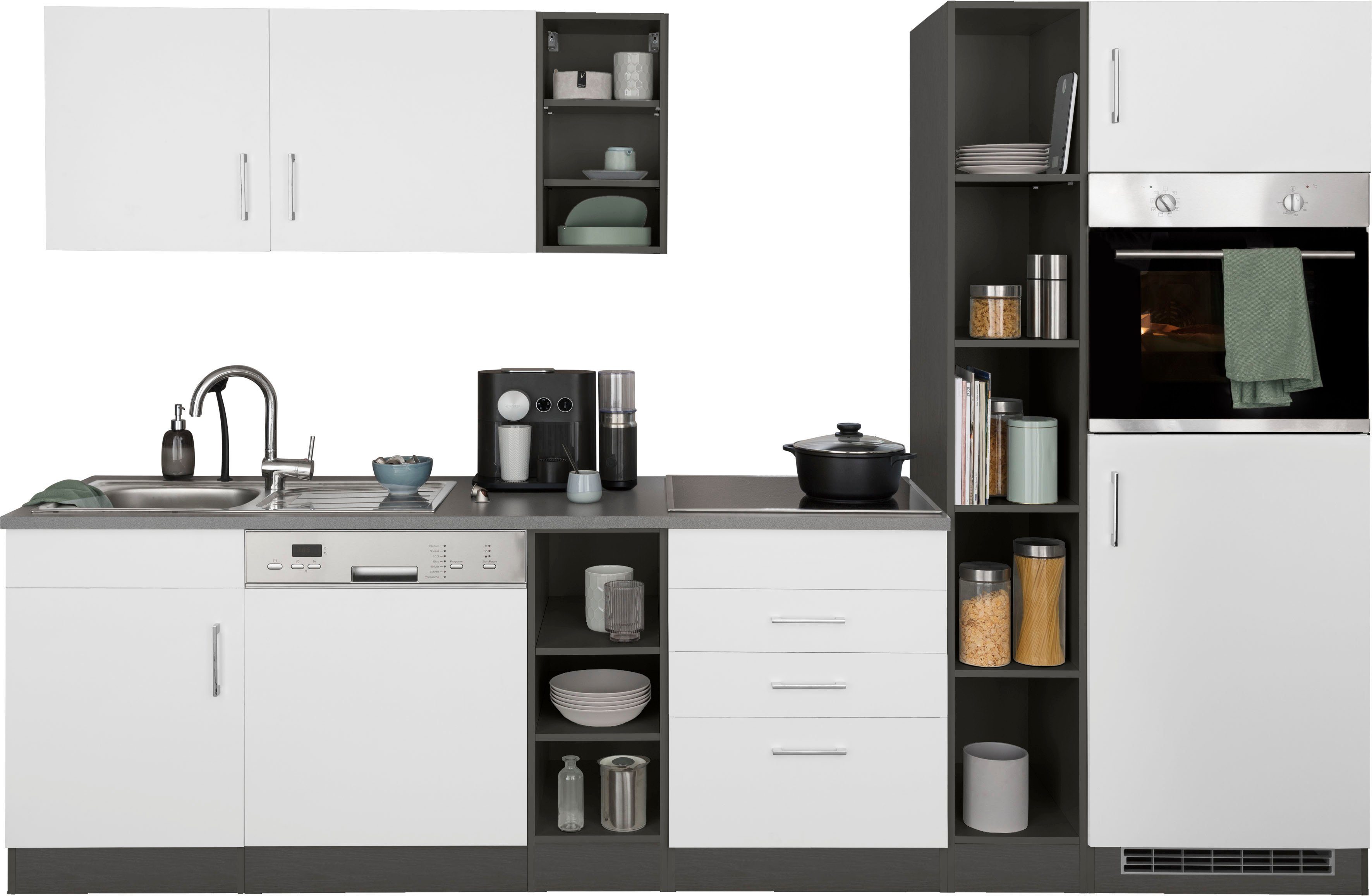 Küchenzeile auch E-Geräte, Breite um Schränke über HELD 290 erweiterbar, cm, z. Paris, MÖBEL weitere ohne Beliebig B. Eck