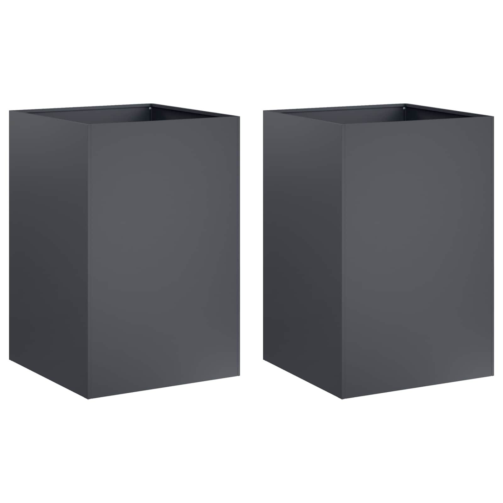vidaXL Blumentopf Garten-Pflanzgefäß 2 stk. Anthrazit 50 x 50 x 75 cm (2 St)
