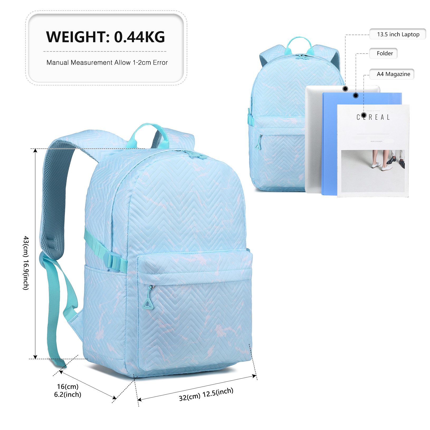 KONO Schulrucksack Unisex-Tagesrucksack Leichter Schul- & Laptoprucksack – Bild 2 von 5