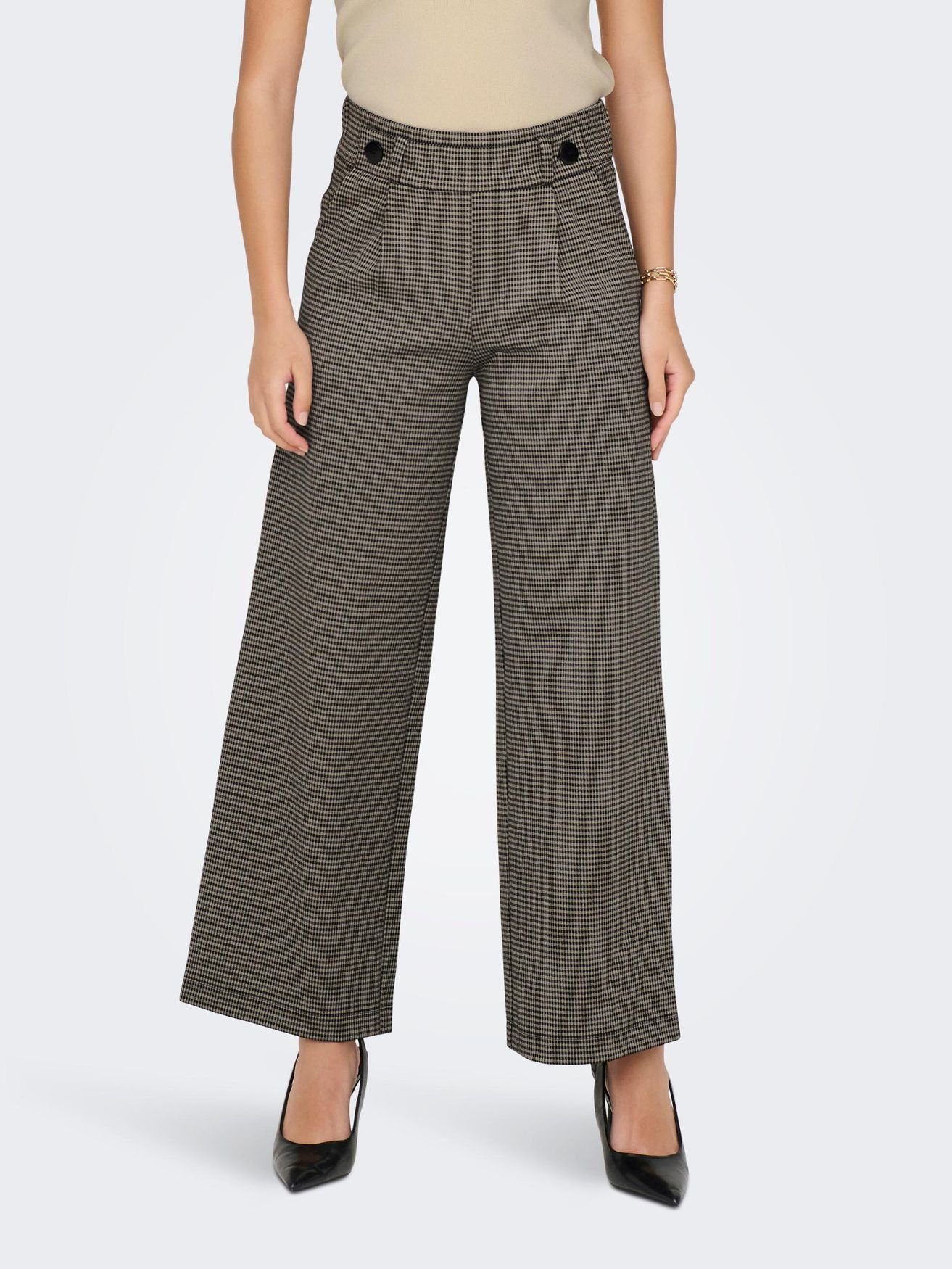 YONG 5503 JDYGEGGO Braun-2 de JACQUELINE Karierte Stoffhose Marlene Stoffhose in Elegante Pants