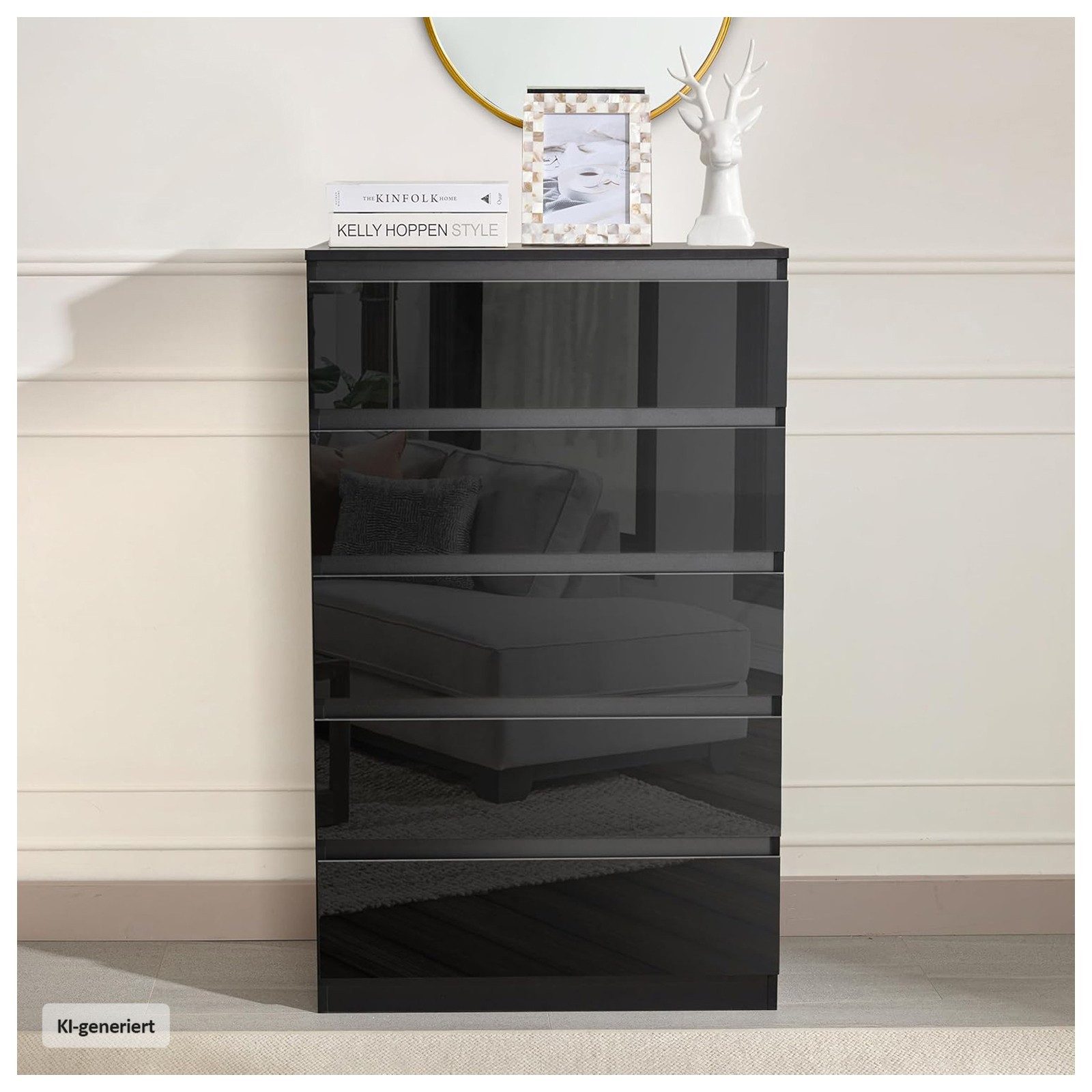 HTI-Living Kommode Kommode Kenji 5 Schubladen Hochglanz (Stück, 1 St., 1 Kommode), Sideboard
