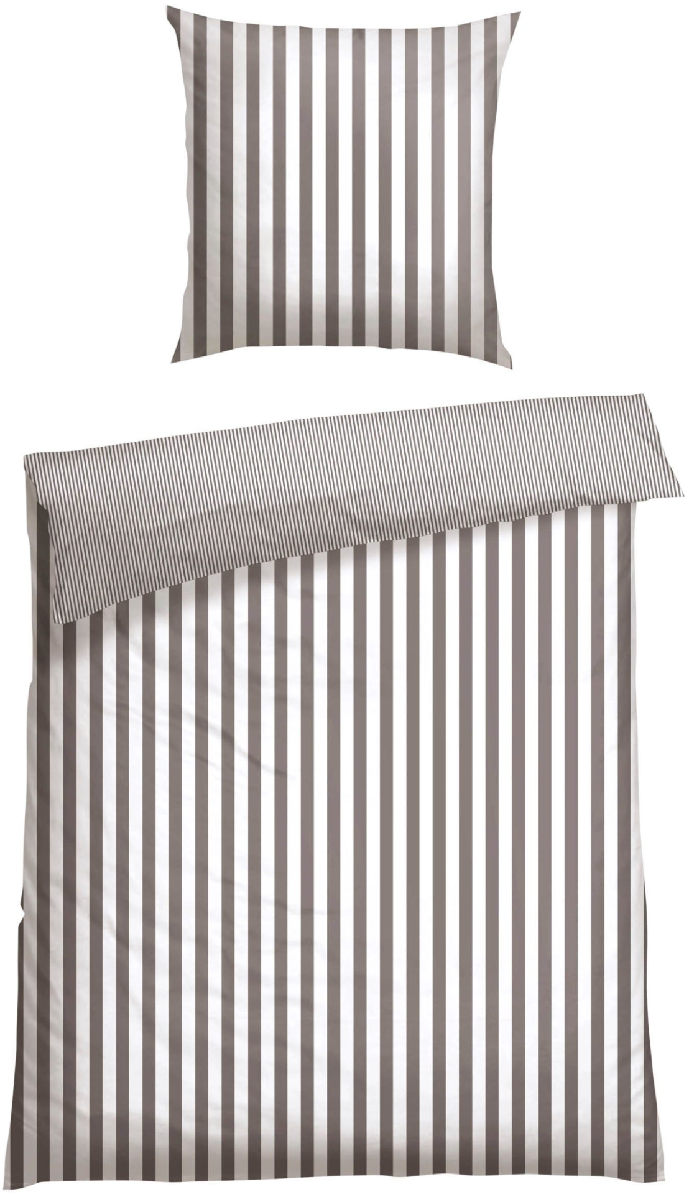 Schiesser Wendebettwäsche Marie aus weicher Baumwolle und Streifen Allover, Renforcé, 2 teilig, MADE IN GREEN by OEKO-TEX®