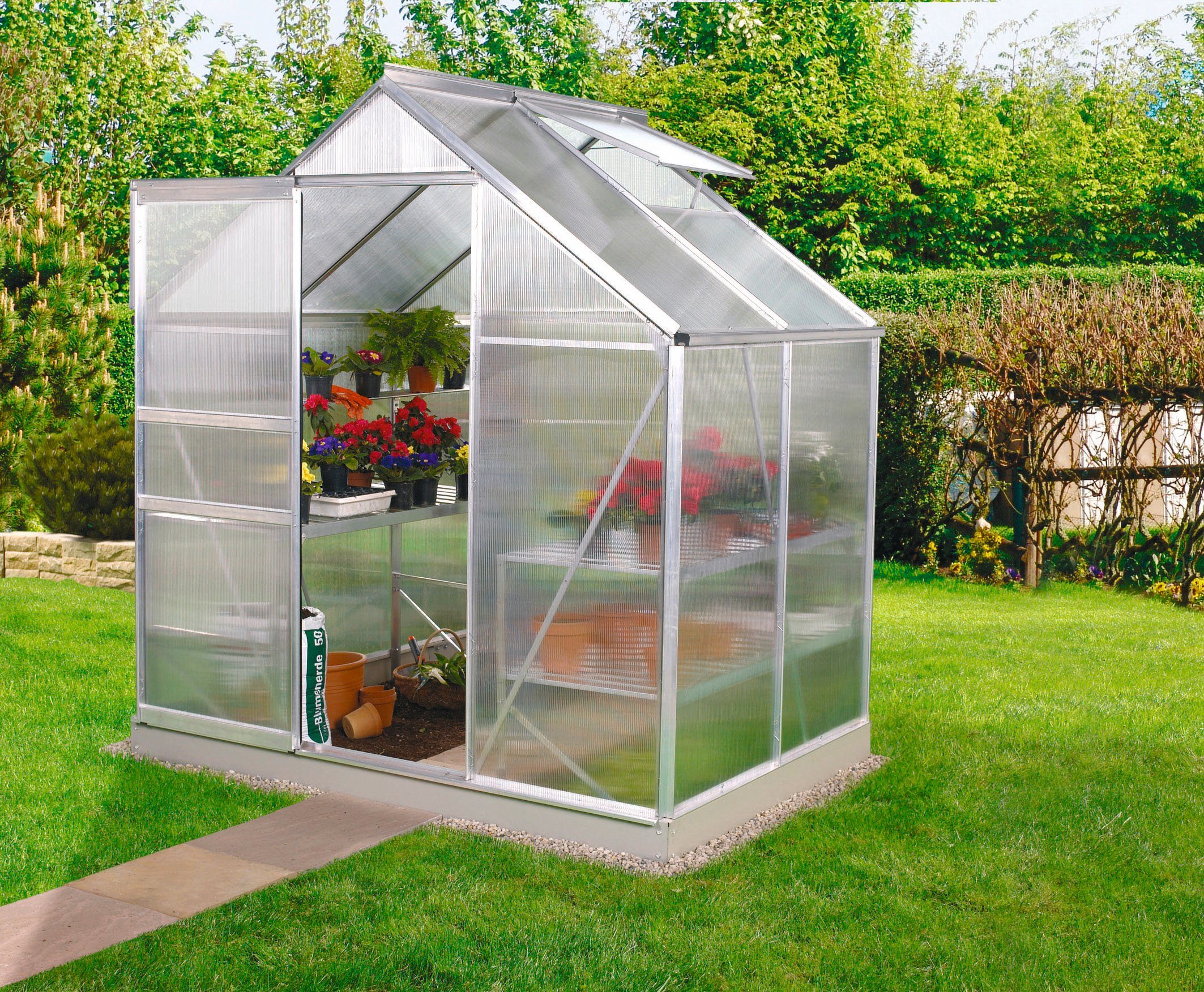 Vitavia Gewächshaus Venus 2500, BxTxH: 192 x 130 x 197 cm, 4 mm Wandstärke silberfarben