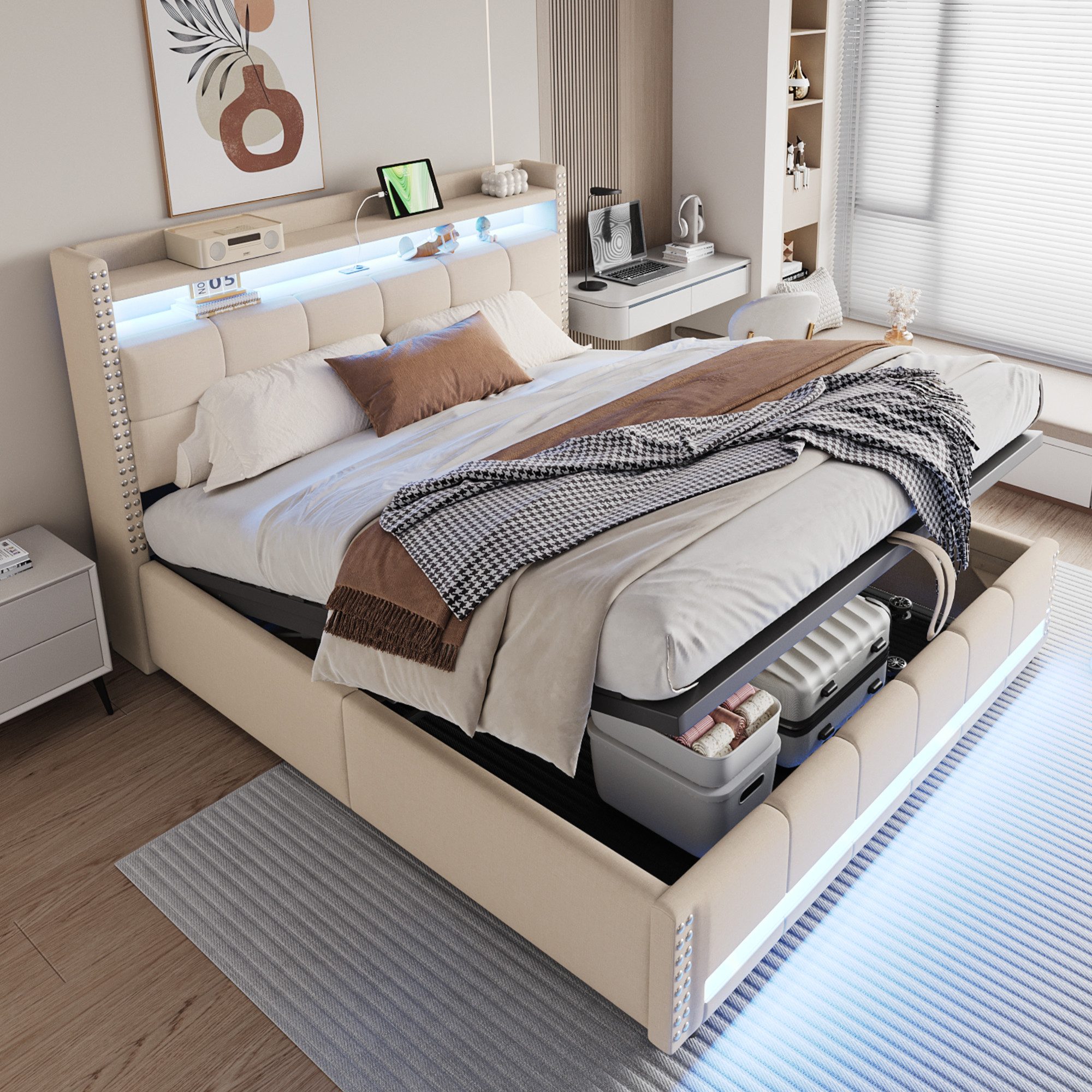 HAUSS SPOLE Polsterbett 180x200cm mit LED-Beleuchtung günstig online kaufen
