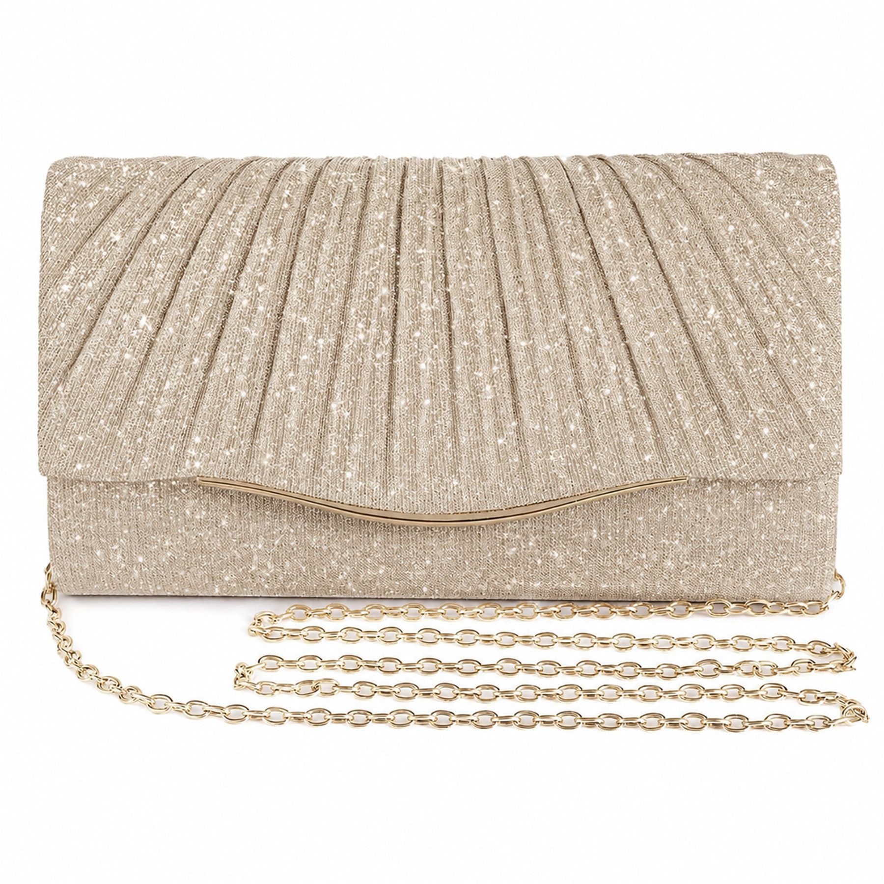 Mutig Abendtasche Glitzer Abendtasche Damen Clutch mit Kette, Elegante Umhängetasche (Umschlag Clutch mit Pailletten, Handtasche), für Hochzeit, Party, Abendveranstaltung und Bankett
