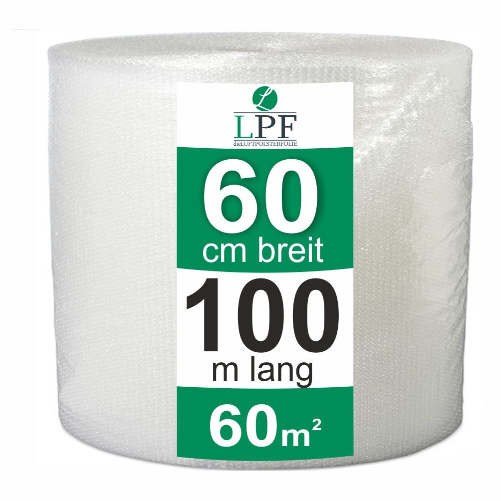 LPF dieLUFTPOLSTERFOLIE Schutzfolie Luftpolsterfolie 60 cm x 100 m Blasenfolie Verpackungsfolie