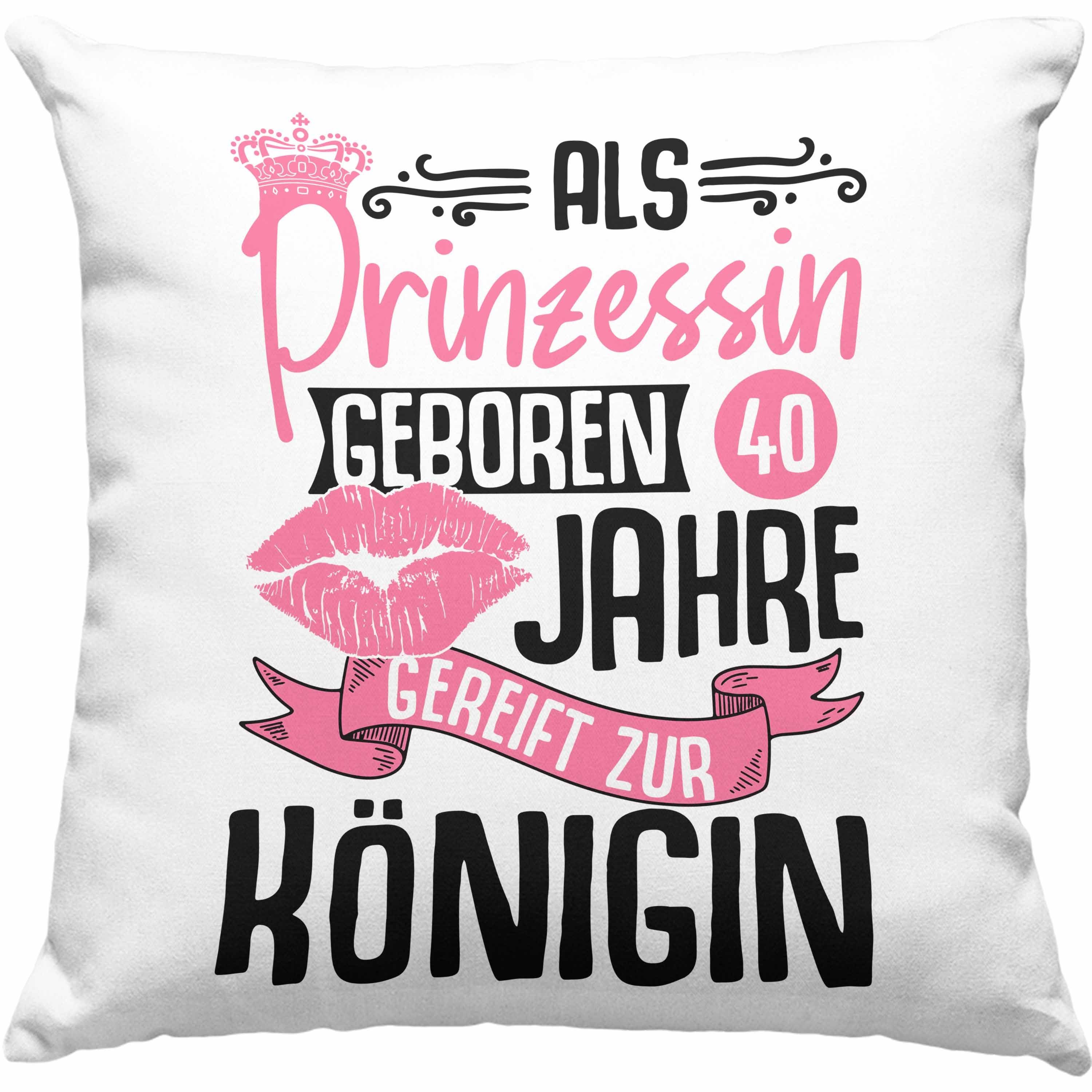 Trendation Dekokissen Trendation - 40. Geburtstag Kissen Geschenk Frauen Lustiger Spruch Als Prinzessin Geboren Gereift zur Königin Mutter Dekokissen mit Füllung 40x40 Grau