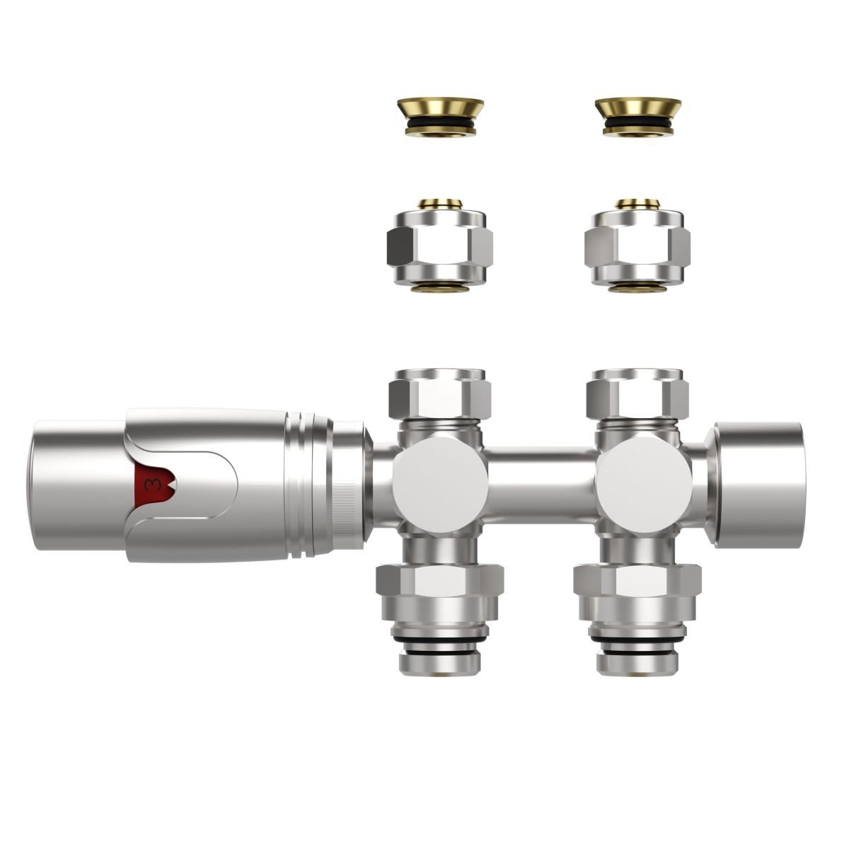 Belvit Regulierventil BV-HV8397, (1-tlg), BELVIT Design Heizkörperventil Thermostat Edelstahl gebürstet für