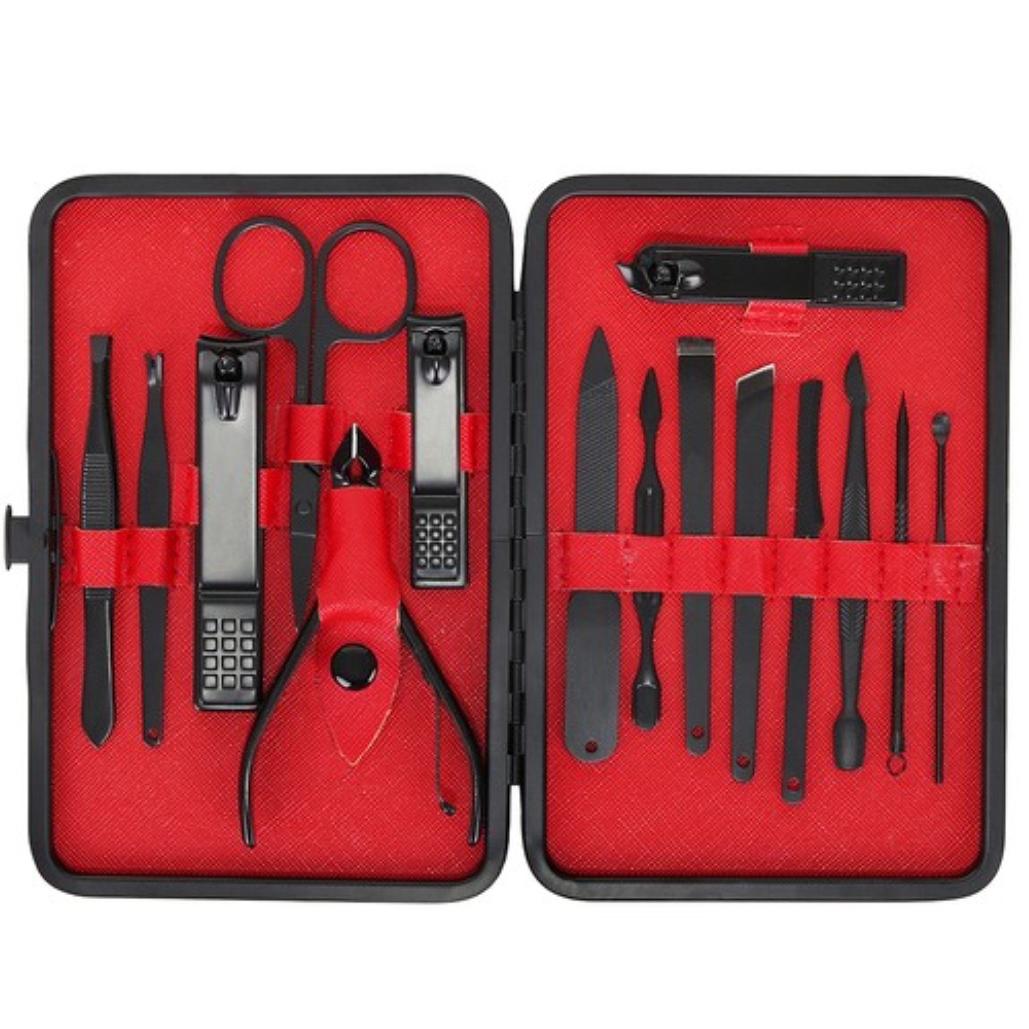soulima Nail Scissors Set: 15-piece, Premium Quality, (15-piece nail scissor set for intensive care, 15-piece, High-quality nail accessory set, 15 pieces, made of tungsten steel), High-quality nail accessory set made of robust tungsten steel in a case.