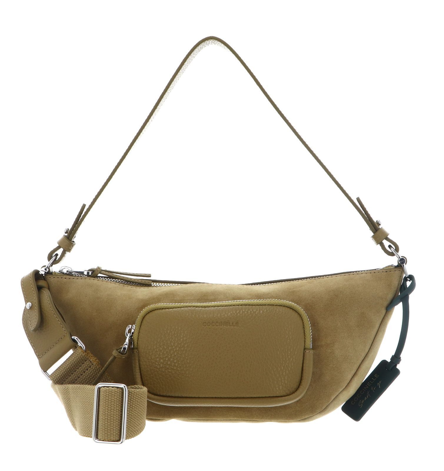 COCCINELLE Umhängetasche Smart To Go Suede Bimaterial Crossover Bag, aus echtem Rindsleder