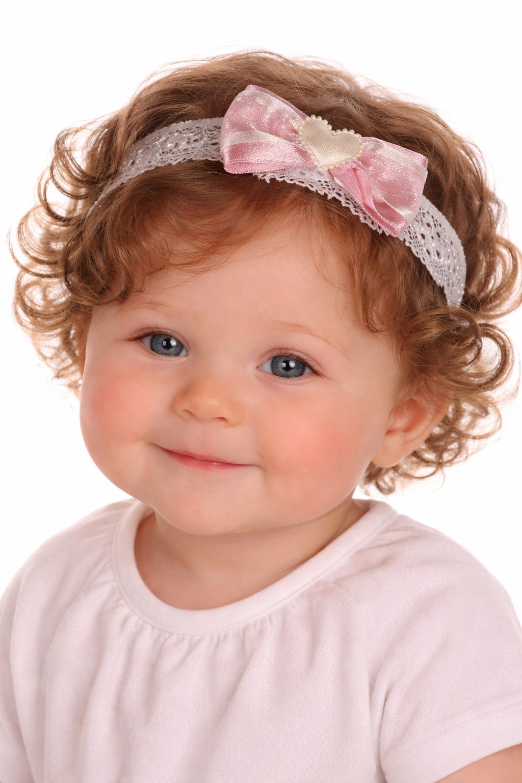 La Bortini Stirnband Baby und Kinder Kopfband in Creme mit Schleife altrosa elastisch, weich, in verschiedenen Größen 32 bis 56