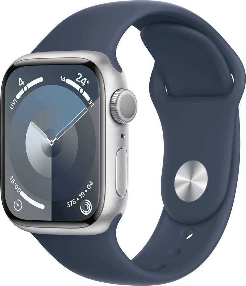 Apple Watch Series 9 GPS Aluminium 41mm S/M Smartwatch (4,1 cm/1,69 Zoll, Watch  OS 10), Sport Band, Mit Gesten kannst du die Apple Watch noch einfacher  nutzen