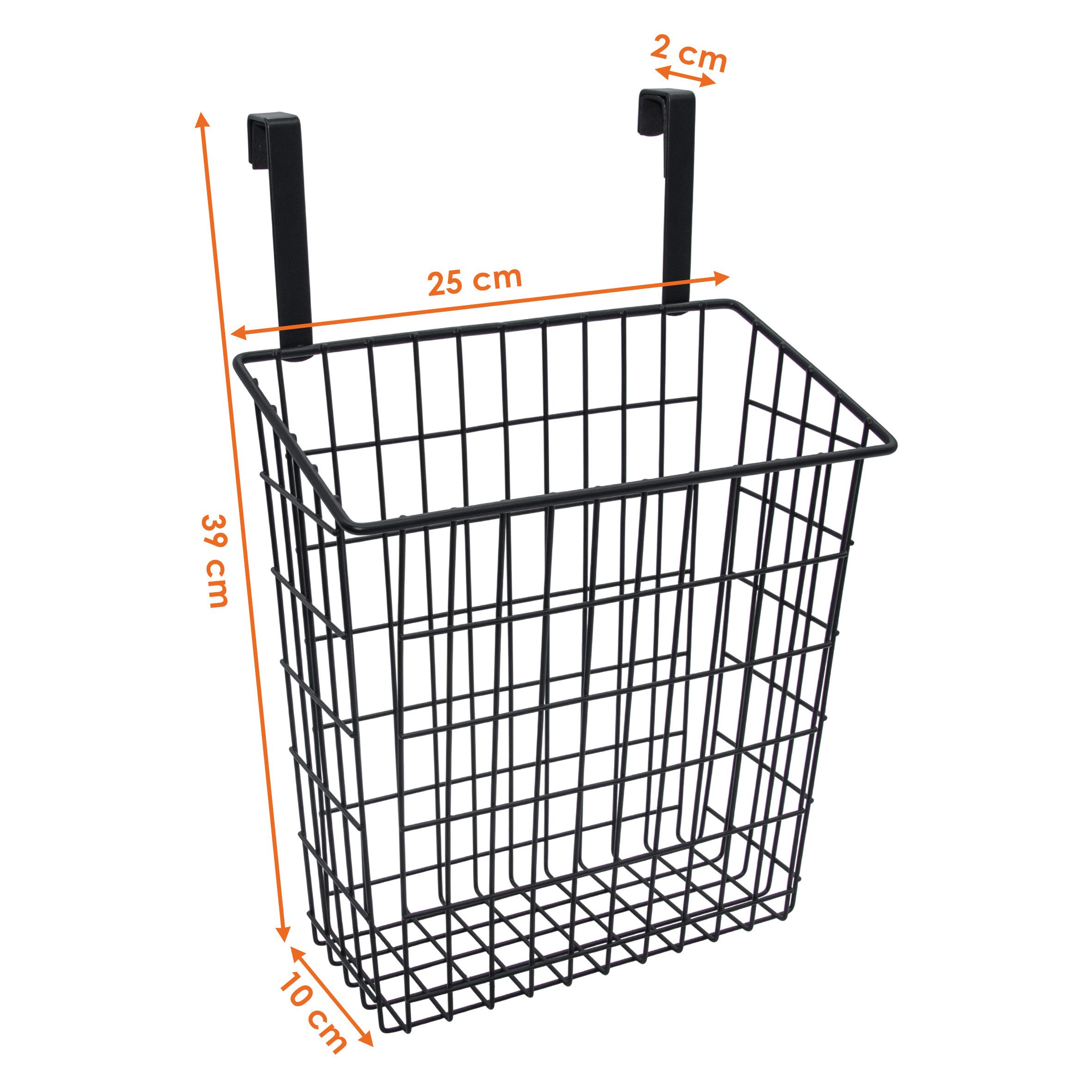 Spetebo Hängekorb Metall schwarz für Schranktüren (Anzahl, 1 St., Stück), Platzsparende Aufbewahrungslösung