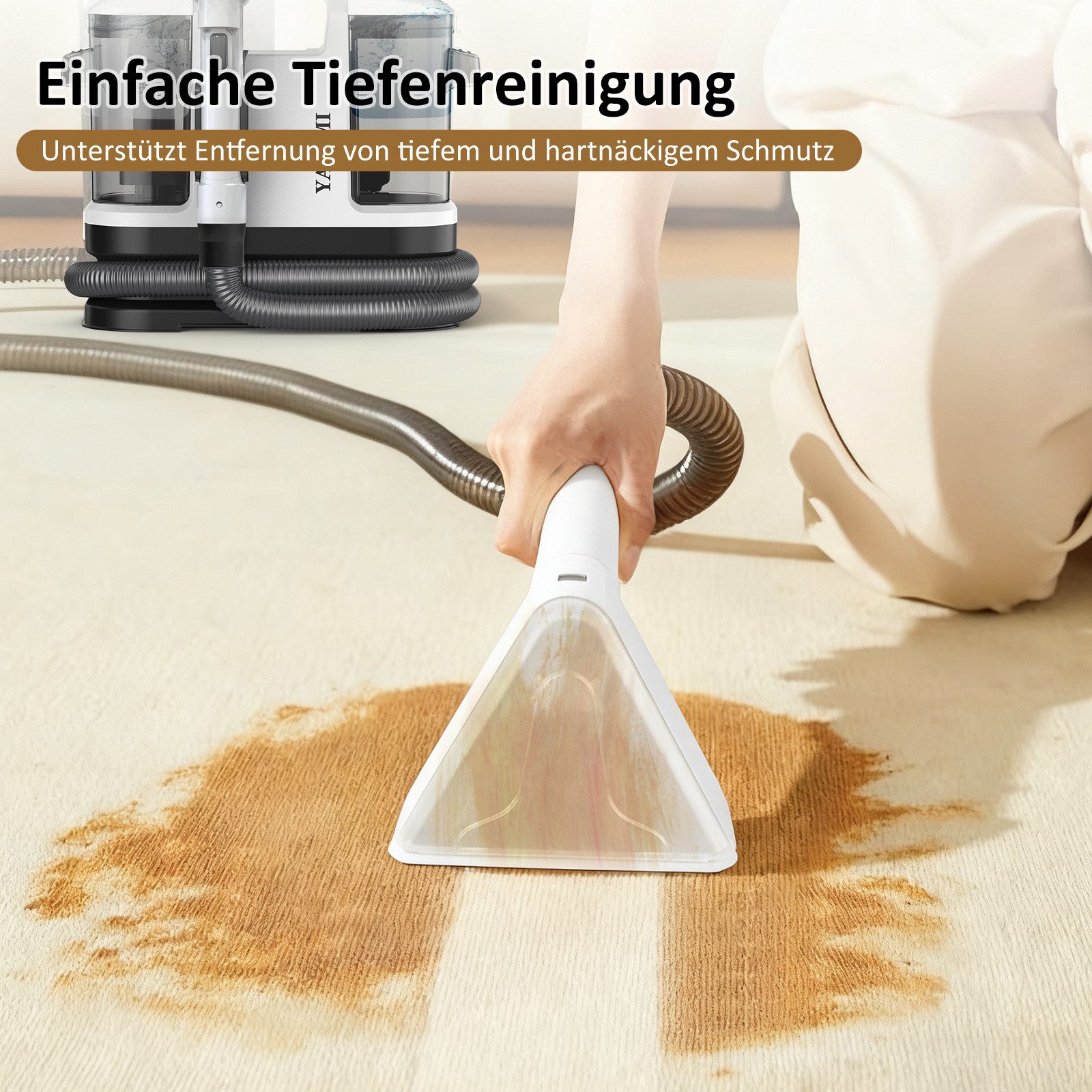YADIMI Teppichreinigungsgerät Polsterreiniger, tragbarer Waschsauger mit 12 kPa Saugkraft, 450 W, beutellos, für Sofas, Teppiche und Haustierunterlagen