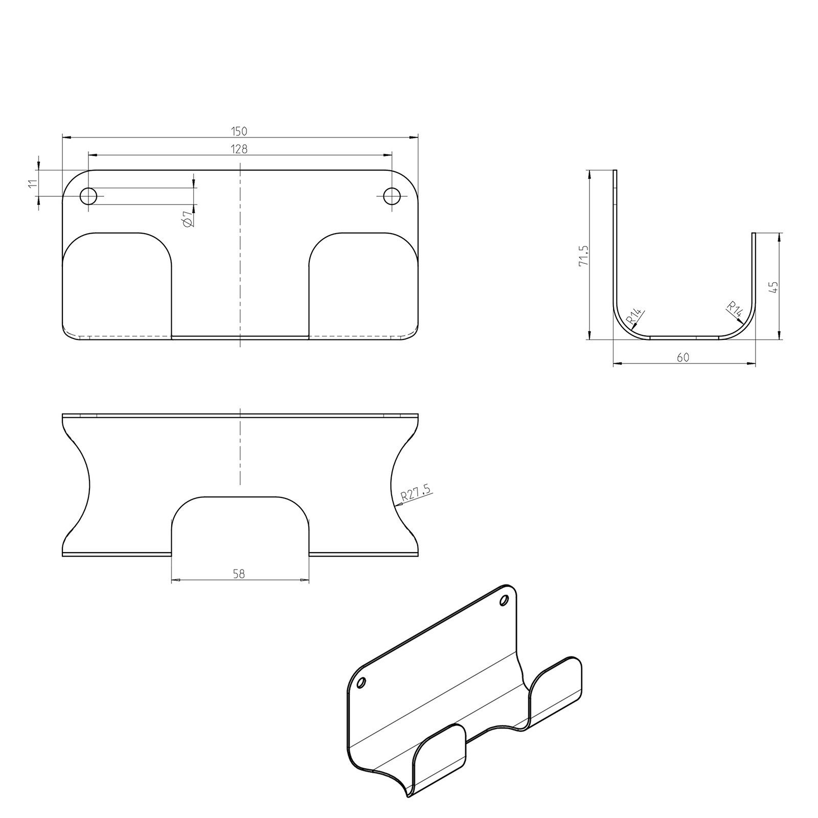 SO-TECH® Türregal K-Line side Stauraumlösung System - versch. Elemente, Schlauchhalter - Wandmontage von Kesseböhmer
