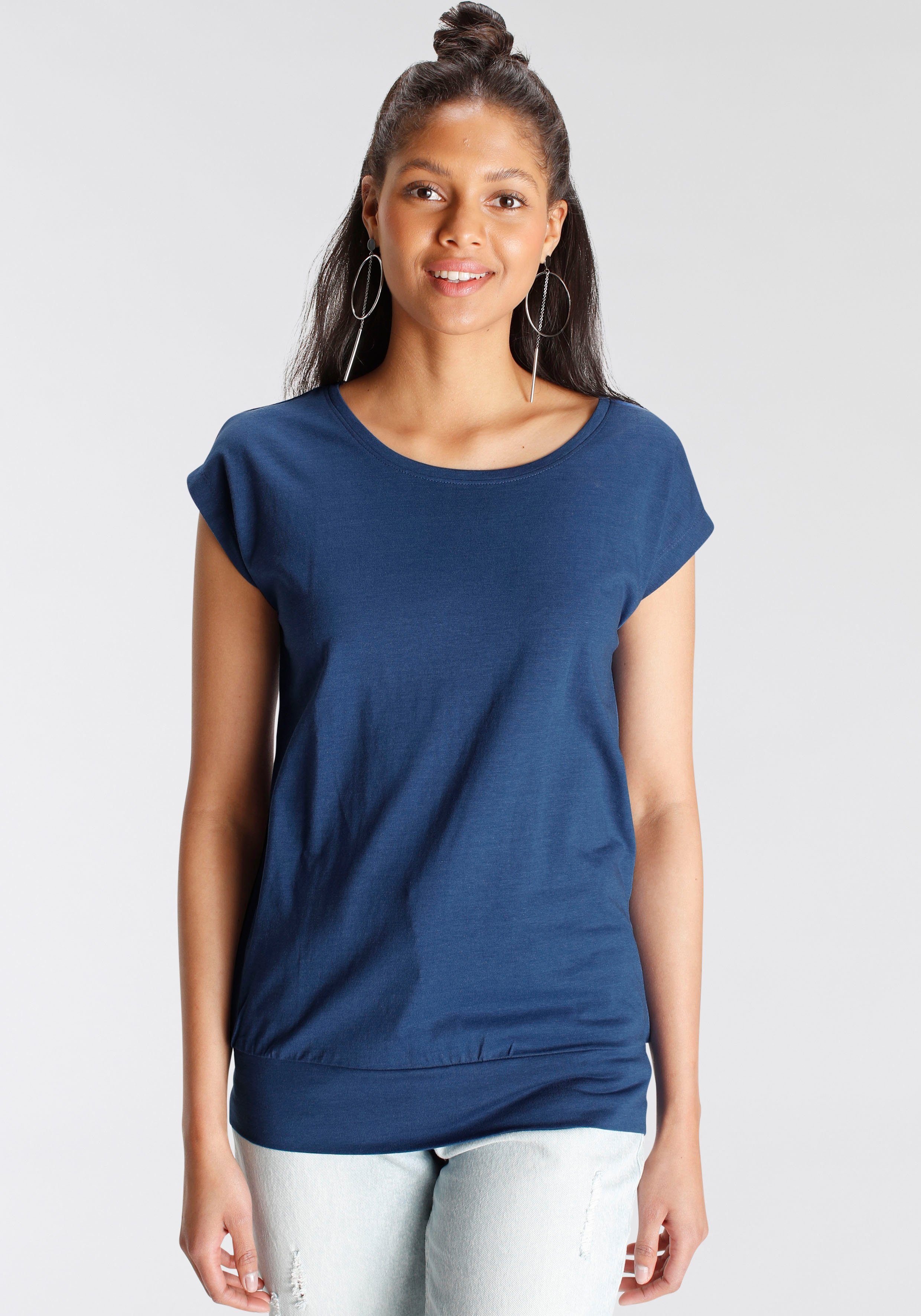 AJC T-Shirt (Set, 2-tlg) Blau Print Grau KOLLEKTION - + mélange mit NEUE Statement Royal