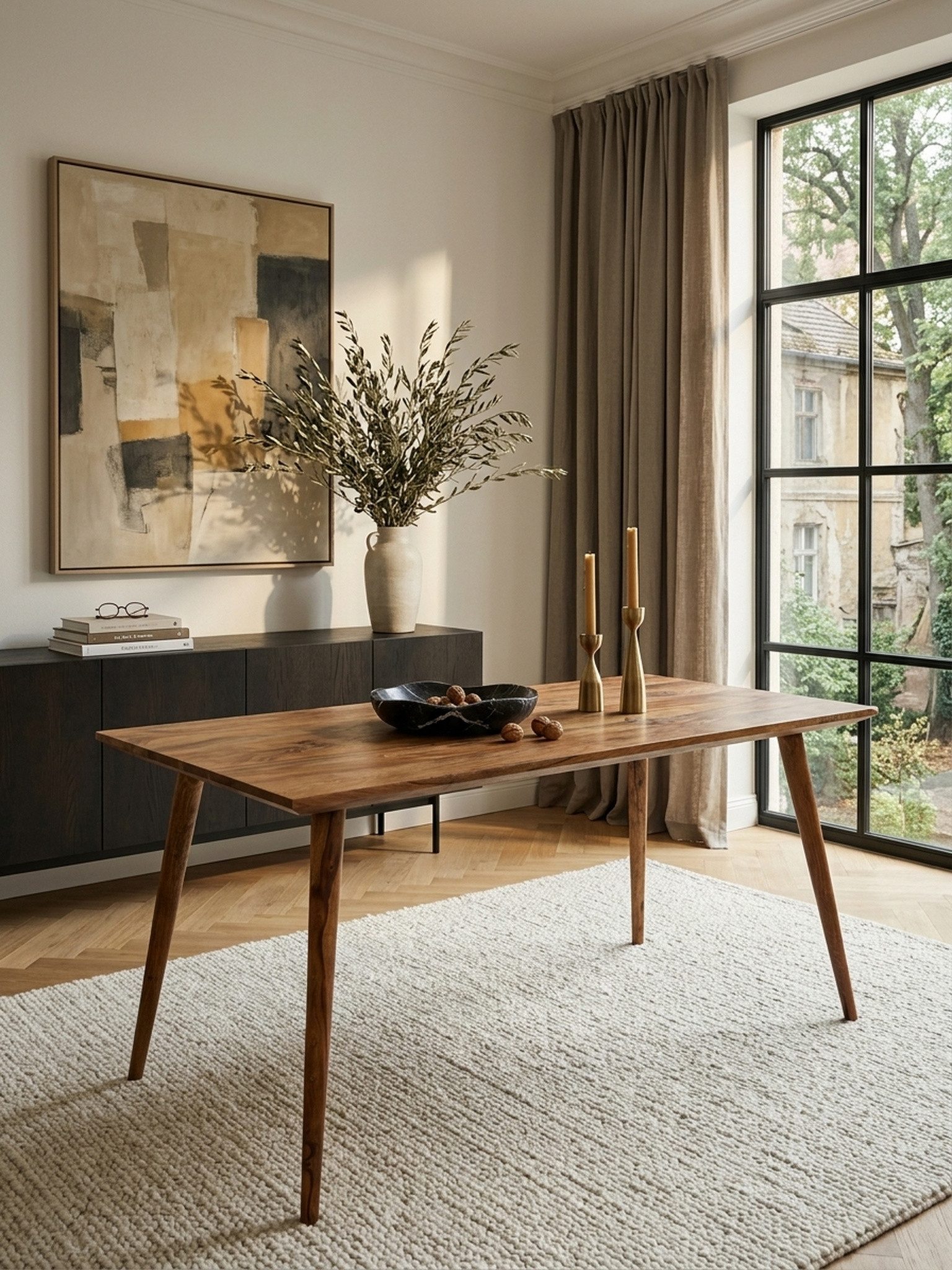 KADIMA DESIGN Esstisch Massivholz Esszimmertisch SAVIO, Retro Landhausstil, handgefertigt – Bild 4 von 5