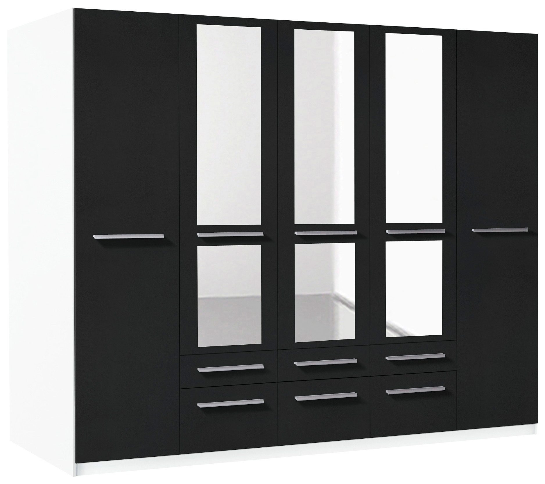 priess Kleiderschrank Schrank Garderobe Wäscheschrank Barcelona in 5 Breiten viel Stauraum, geräumige Schubkästen, mit Spiegel, MADE IN GERMANY