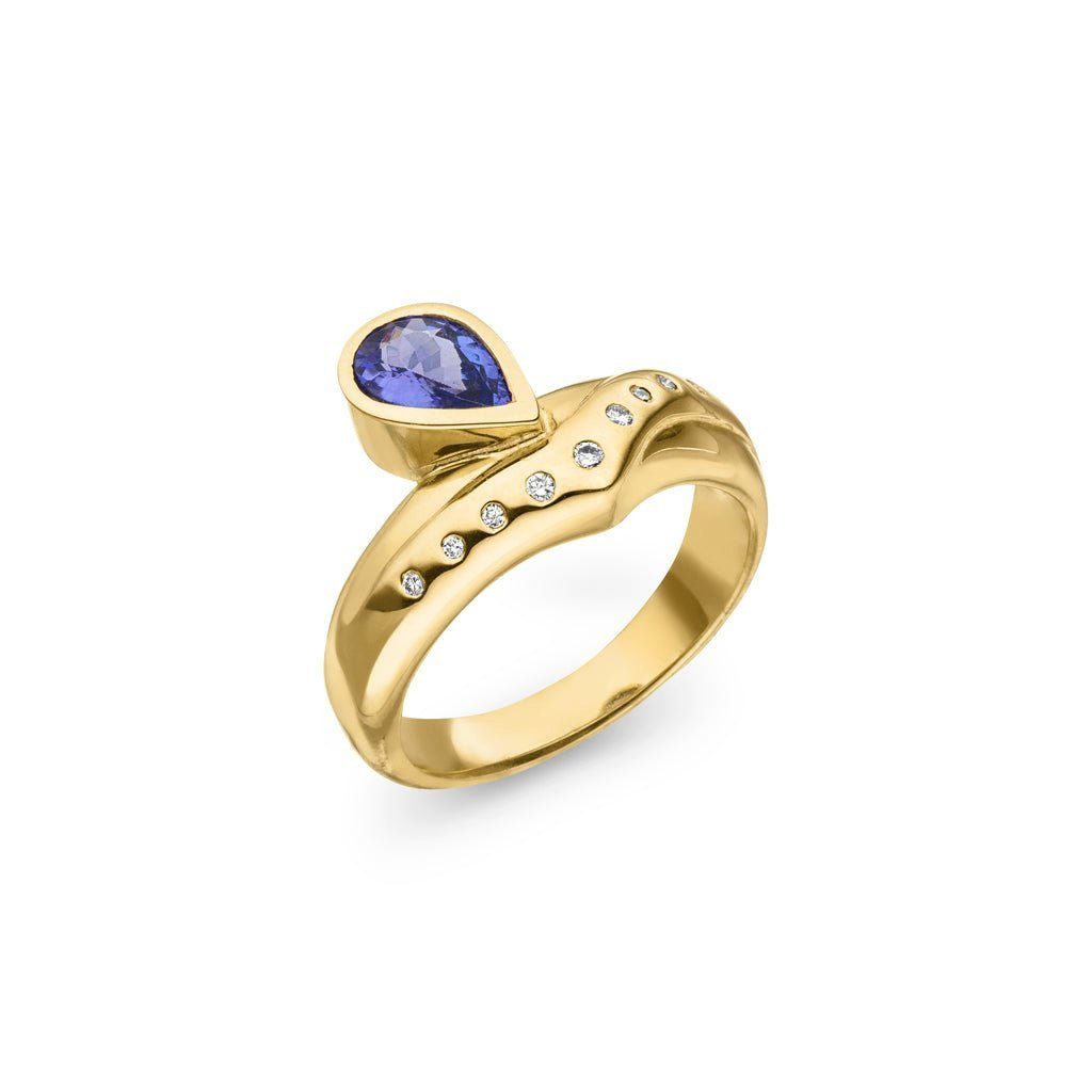 Neueste Ware eingetroffen SKIELKA DESIGNSCHMUCK Goldring Tansanit Ring (Gelbgold Brillanten mit hochwertige aus Diamant 585), Goldschmiedearbeit 0,79 Deutschland ct
