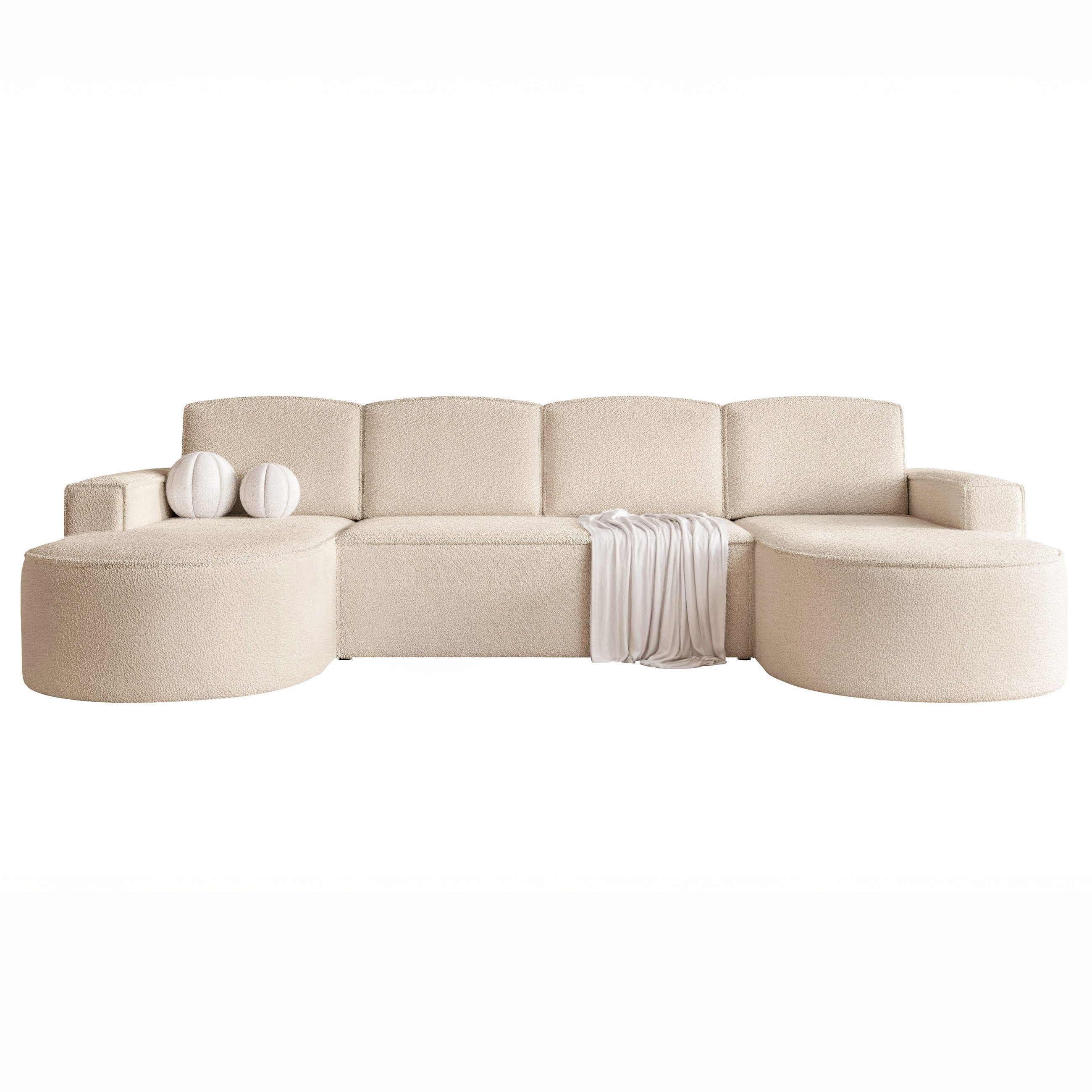 yourhouse24 Wohnlandschaft XXL U-Sofa SOFIA U in organischem Design, mit Schlaffunktion und Bettkasten, Seite universal – Bild 2 von 5