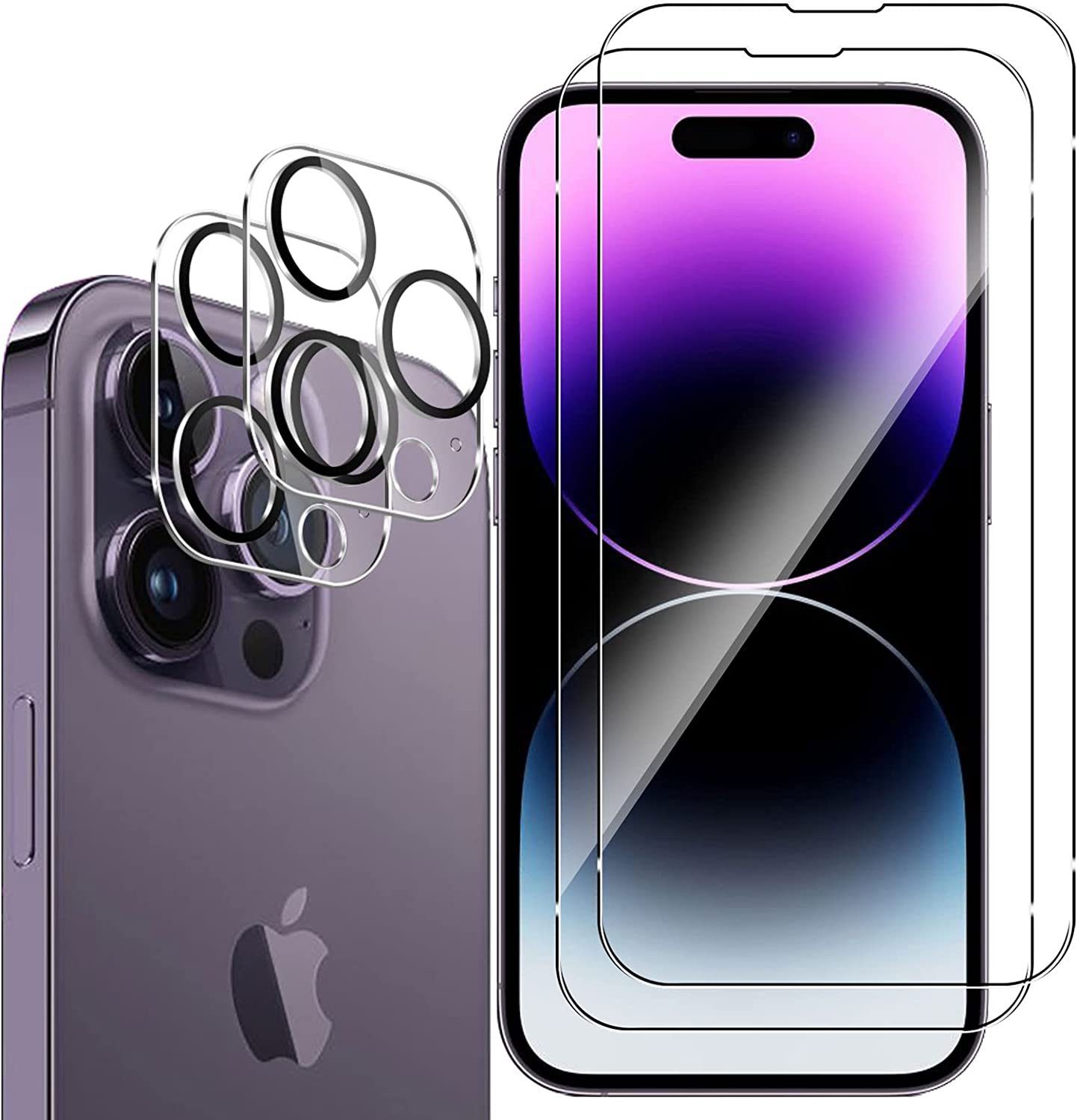 MSM Schutzfolie 2X Schutzglas (Display + Kamera) für iPhone 14 Pro Display Panzerfolie