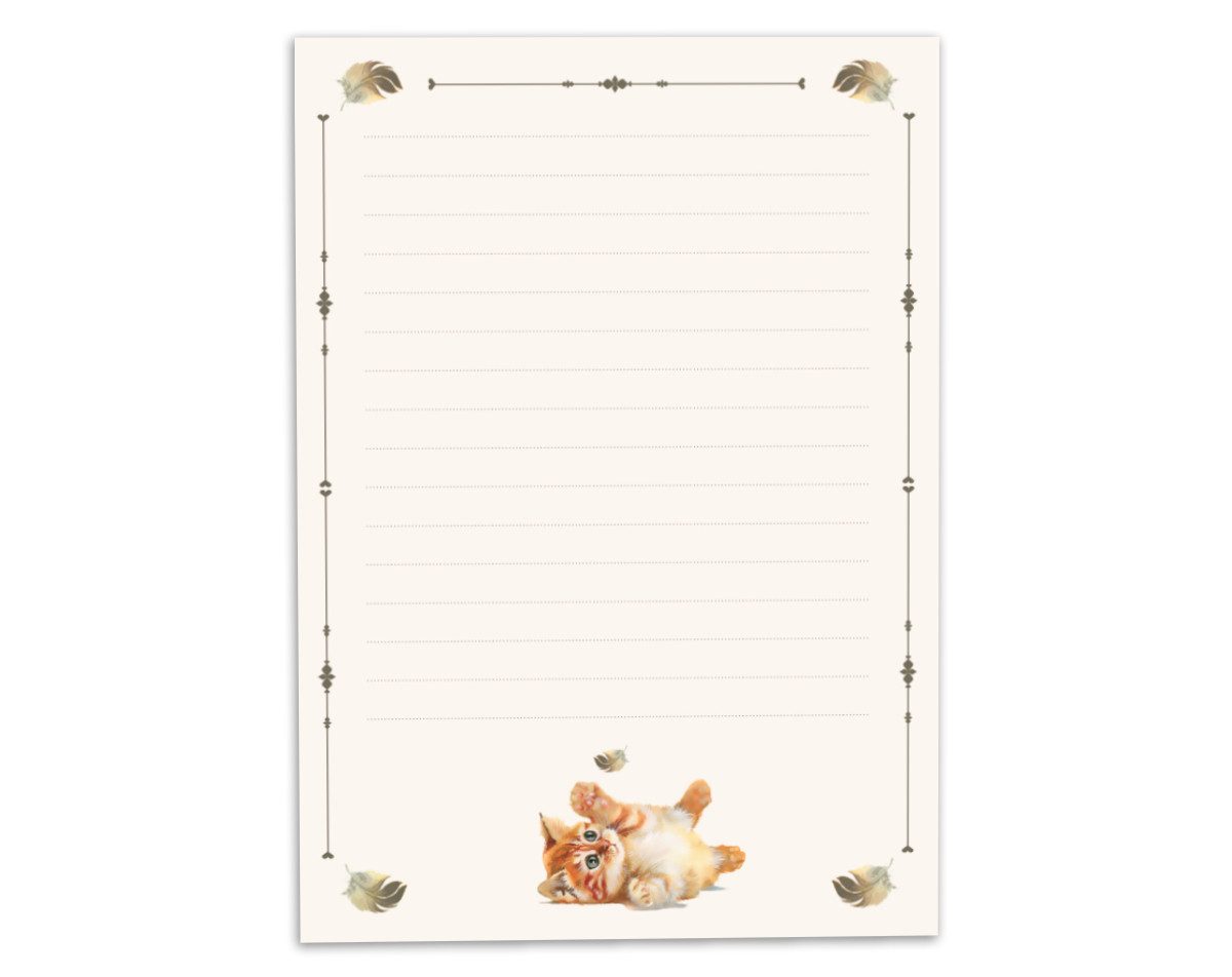 JUNAPACK Briefpapier Set Kinder Briefblock A5 mit Umschlägen Notizblock Papier Katzen Blume, Kinder-Briefpapier A5 mit 15 Umschlägen, liniert & leicht beschreibbar