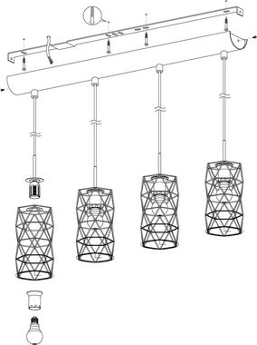 EGLO Pendelleuchte ESTEVAU, Dimmfunktion, ohne Leuchtmittel, Hängeleuchte, Hängelampe, dimmbar