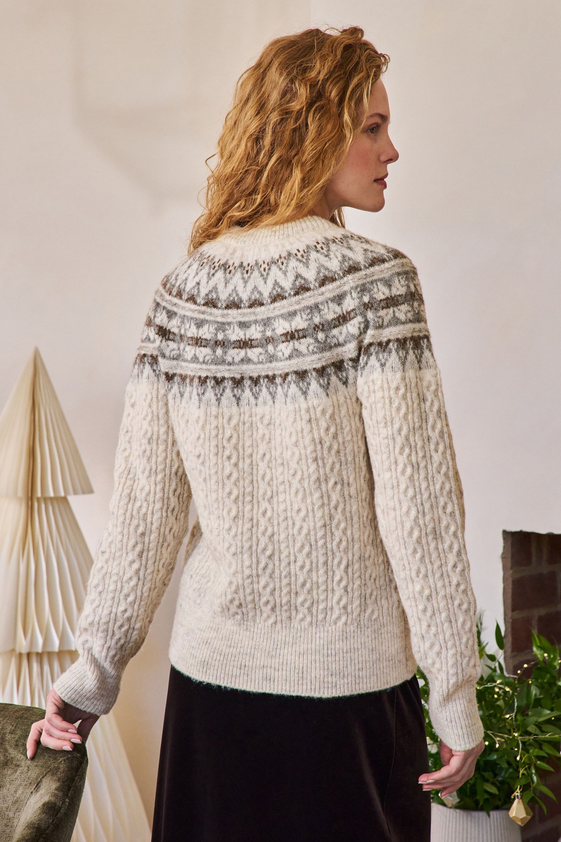 Next Strickpullover Langärmeliger Weihnachtspullover (1-tlg)