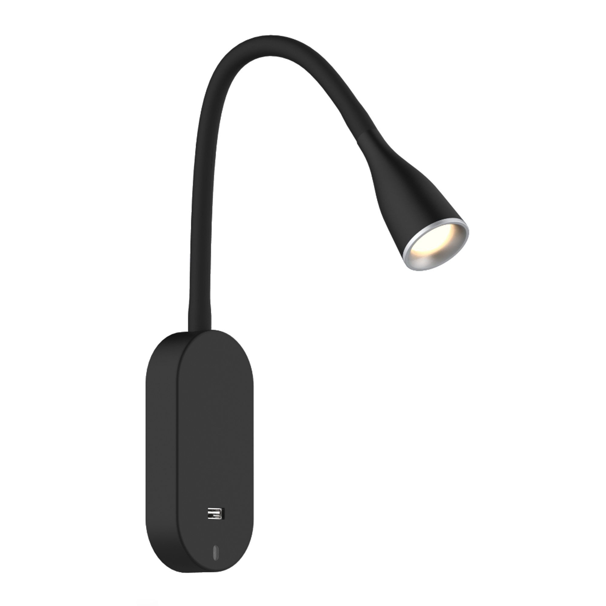 kalb Bettleuchte LED Bettleuchte Tulipano II Leselampe USB Ladefunktion schwarz o. weiß, Touch Schalter, warmweiß