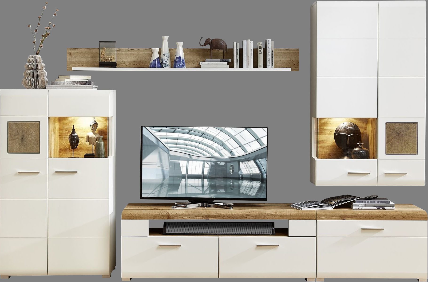 Innostyle Wohnwand FUN PLUS, (5-St), inkl. LED-Beleuchtung