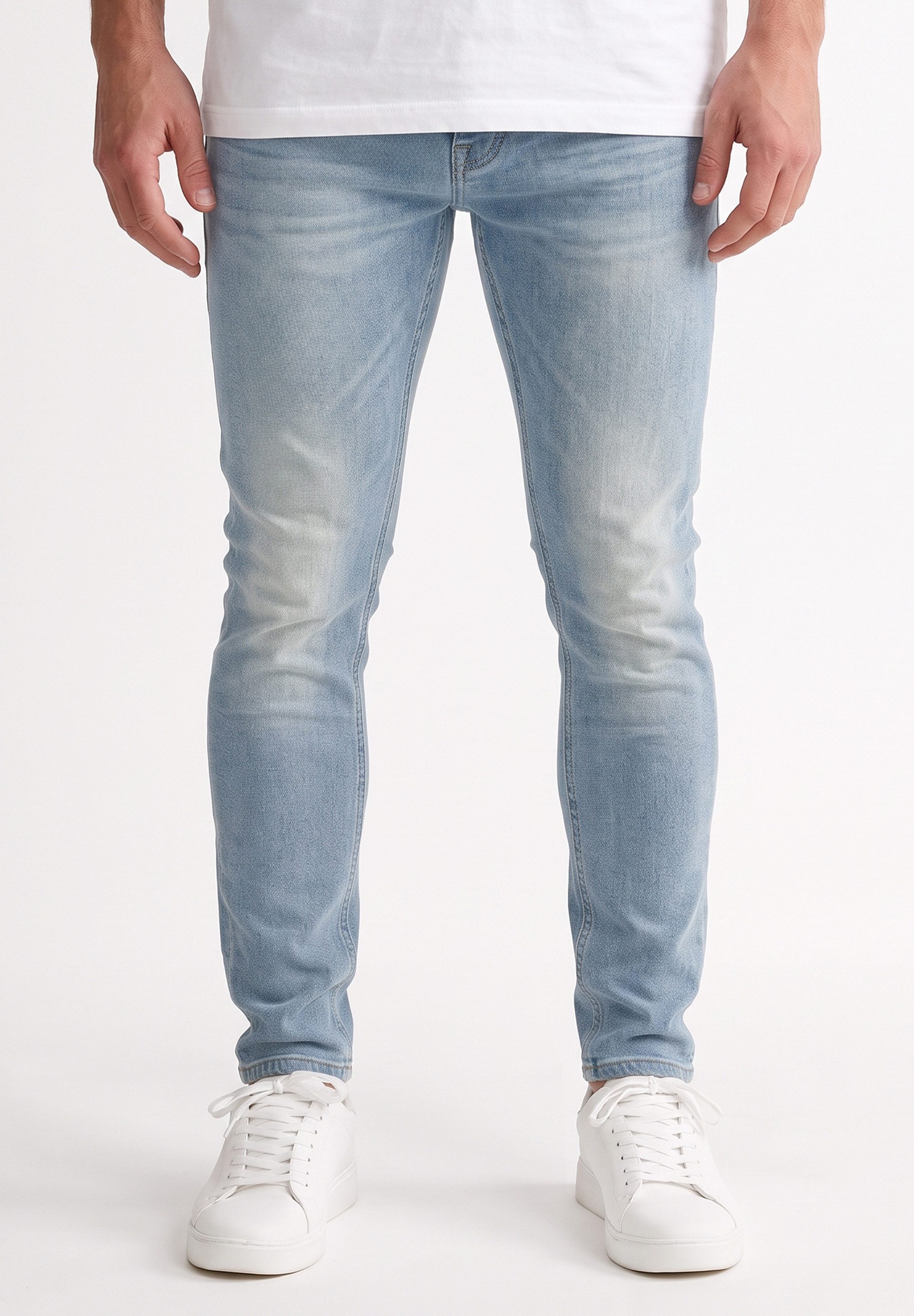 behype Skinny-fit-Jeans Hose mit Used Waschung Herren Lange Hose mit Elasthan im Used Look