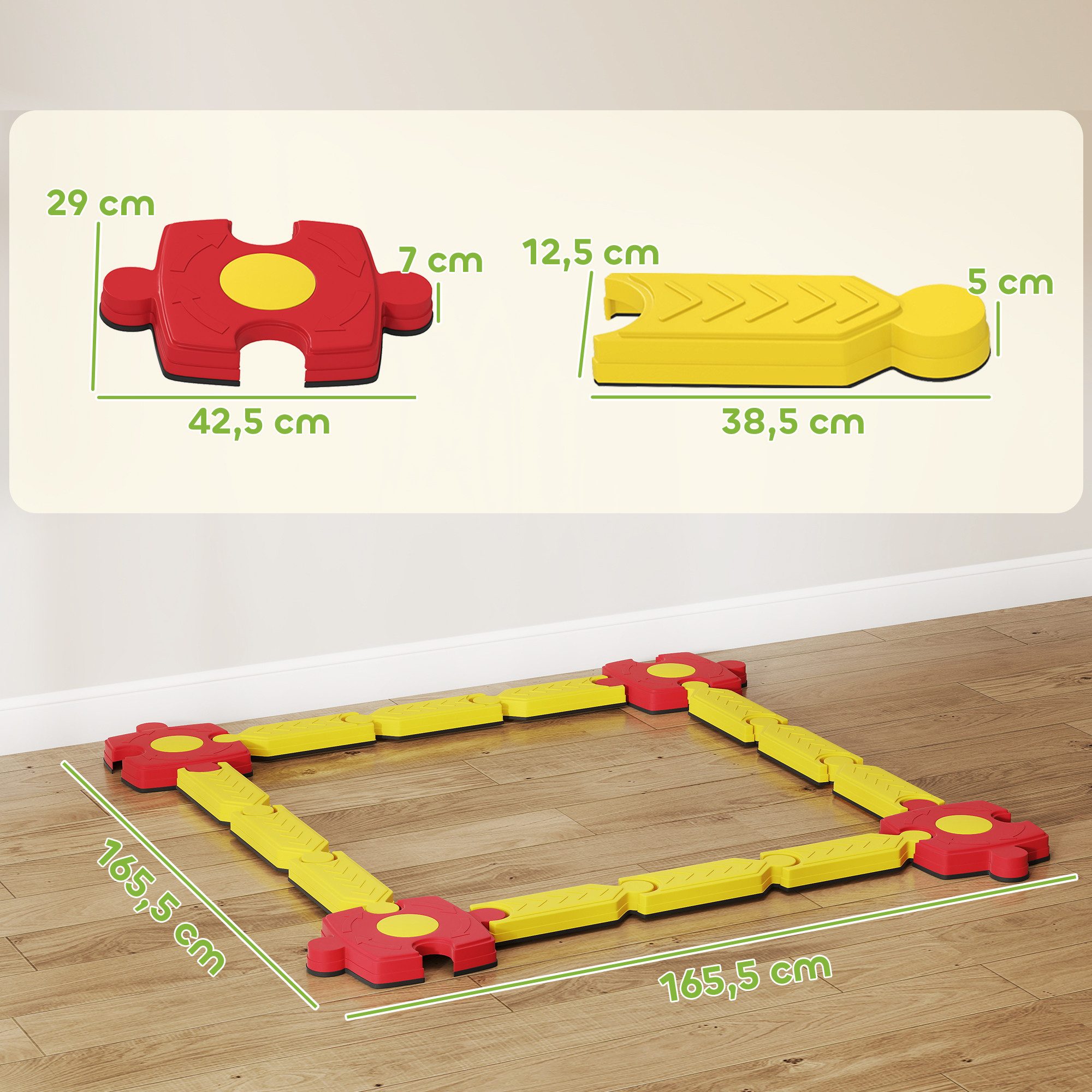 AIYAPLAY Balanceboard Kinder Schwebebalken mit Balanciersteine, für Drinnen und Draußen, 3-8 Jahre Kinder Gelb
