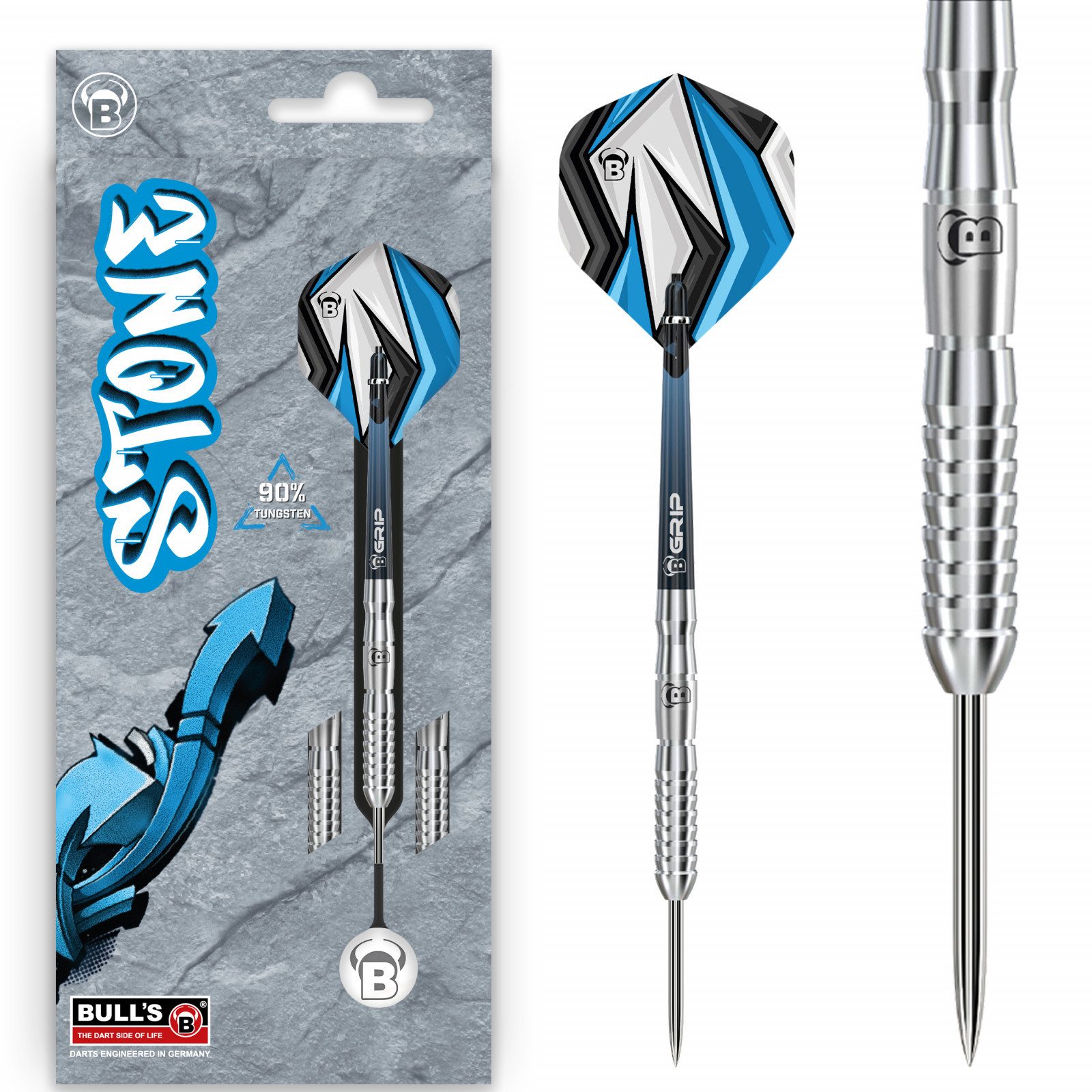 Dartpfeil Bull´s Steeldarts Stone S2, 90% Tungsten, 21g, silber
