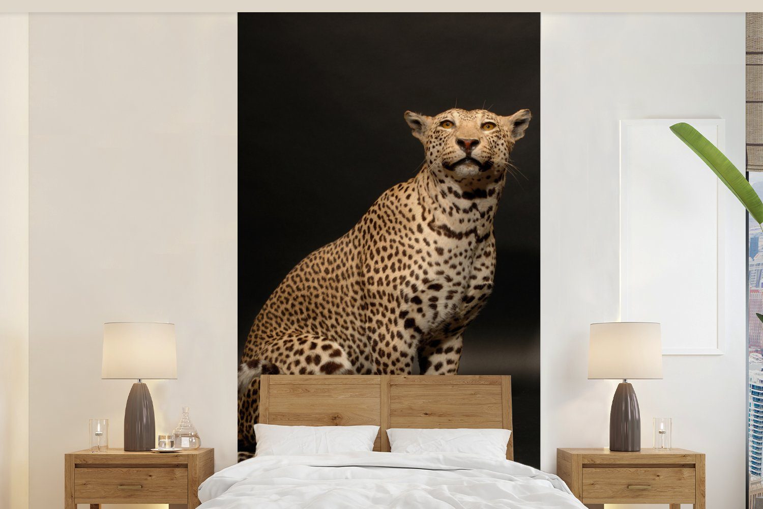 MuchoWow Fototapete Leopard - Tiere - Fleck, Matt, bedruckt, (2 St), Vliestapete für Wohnzimmer Schlafzimmer Küche, Fototapete