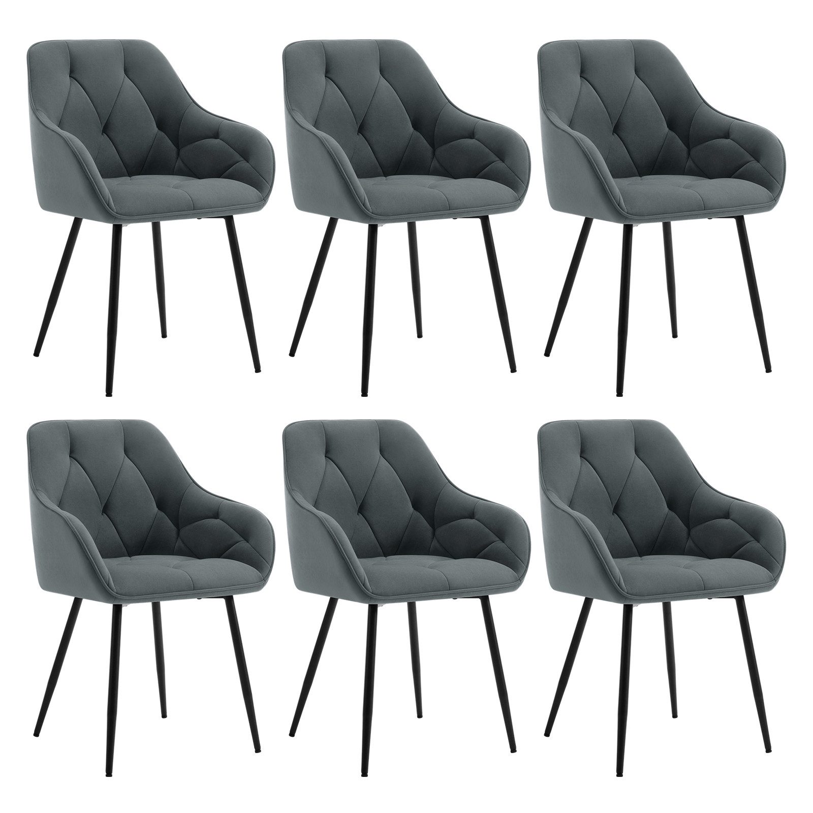 Woltu 4-Fußstuhl (Set, 6 St), Esszimmerstühle ergonomischer aus Samt